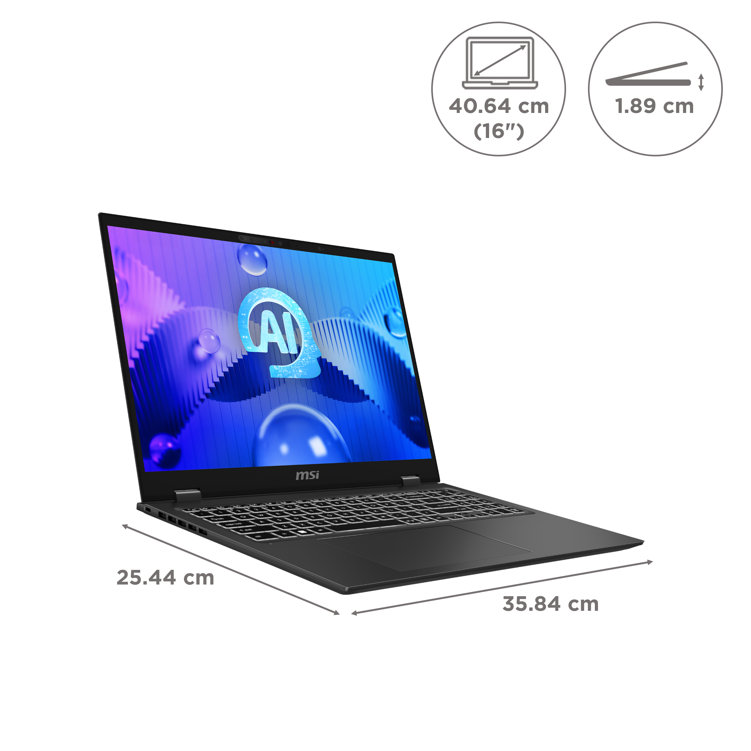 MSI Prestige 16 AI Evo B1MG 054IN Intel Core Ultra 7 Business Laptop (16GB, 512GB SSD, Windows 11 Home, 16 inch QHD Plus Display, MS Office 2021, Stellar Gray, 1.5 KG)_2