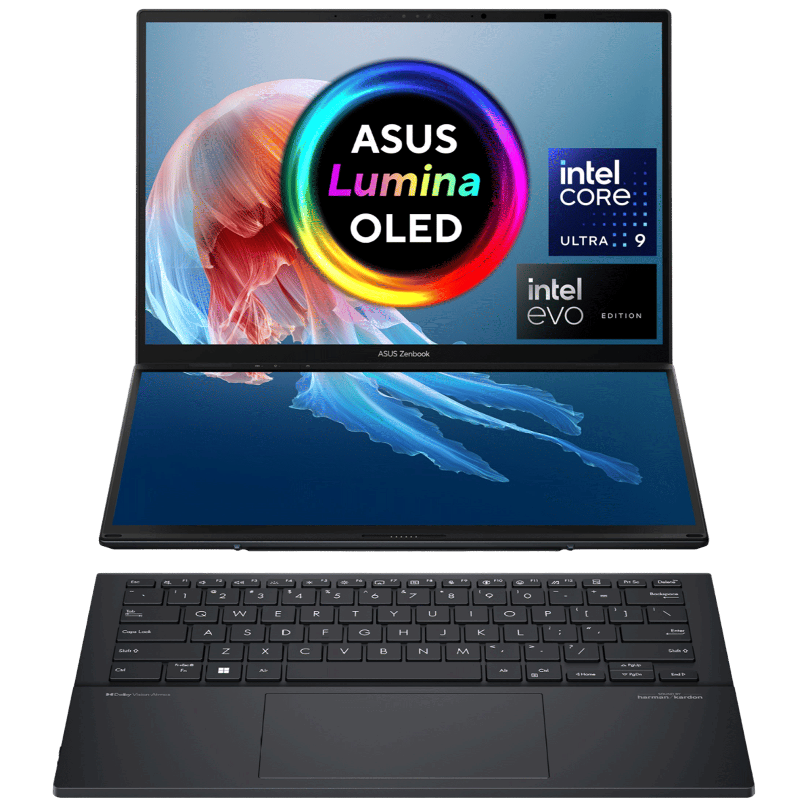 ASUS Zenbook Duo UX8406MA-QL961WS Intel Core Ultra 9 Touchscreen Thin & Light Laptop (32GB, 1TB SSD, Windows 11 Home, 14 inch Full HD OLED Display, MS Office Home & Student 2021, Inkwell Gray, 1.65 KG)_1