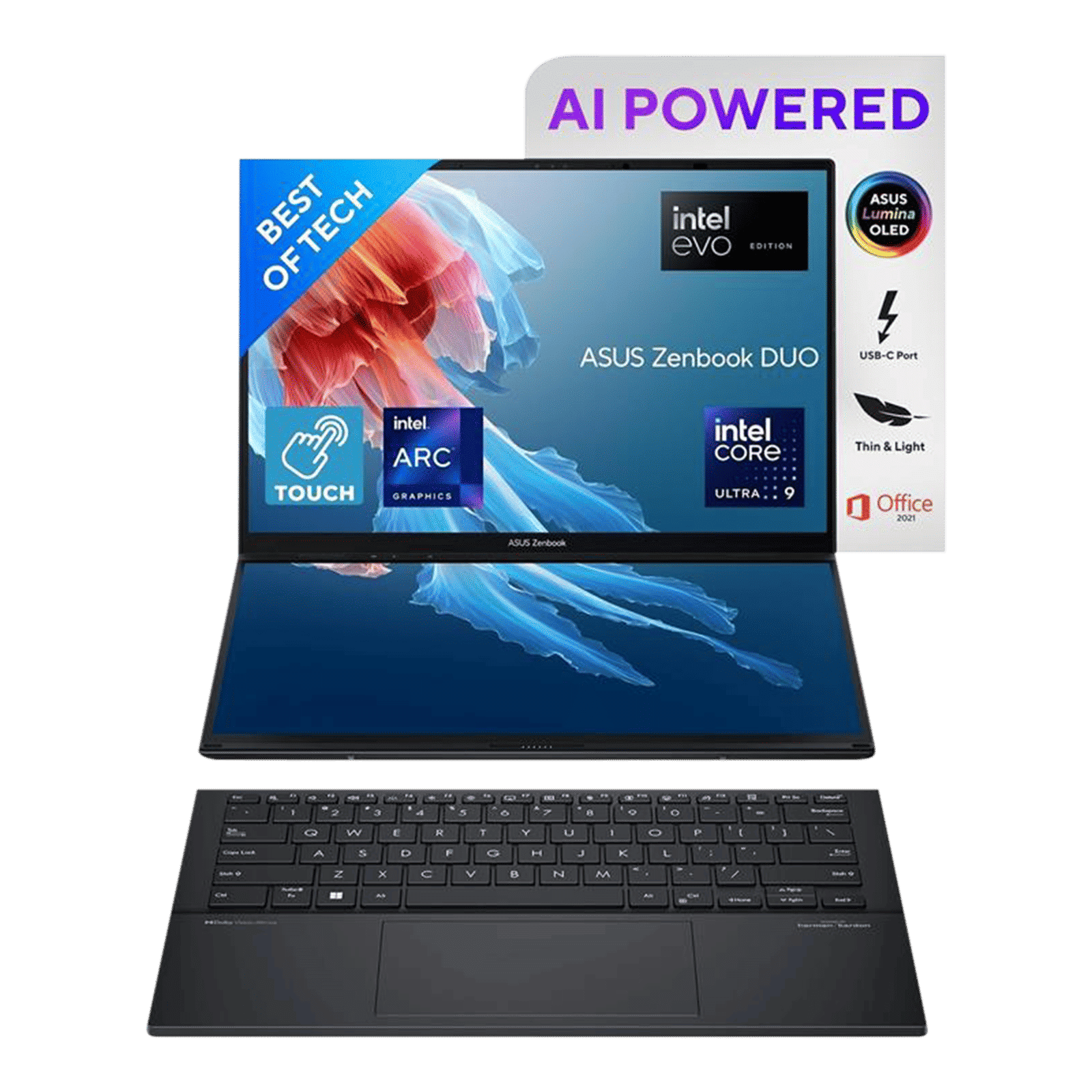 ASUS Zenbook Duo UX8406MA-QL961WS Intel Core Ultra 9 Touchscreen Thin & Light Laptop (32GB, 1TB SSD, Windows 11 Home, 14 inch Full HD OLED Display, MS Office Home & Student 2021, Inkwell Gray, 1.65 KG)_18