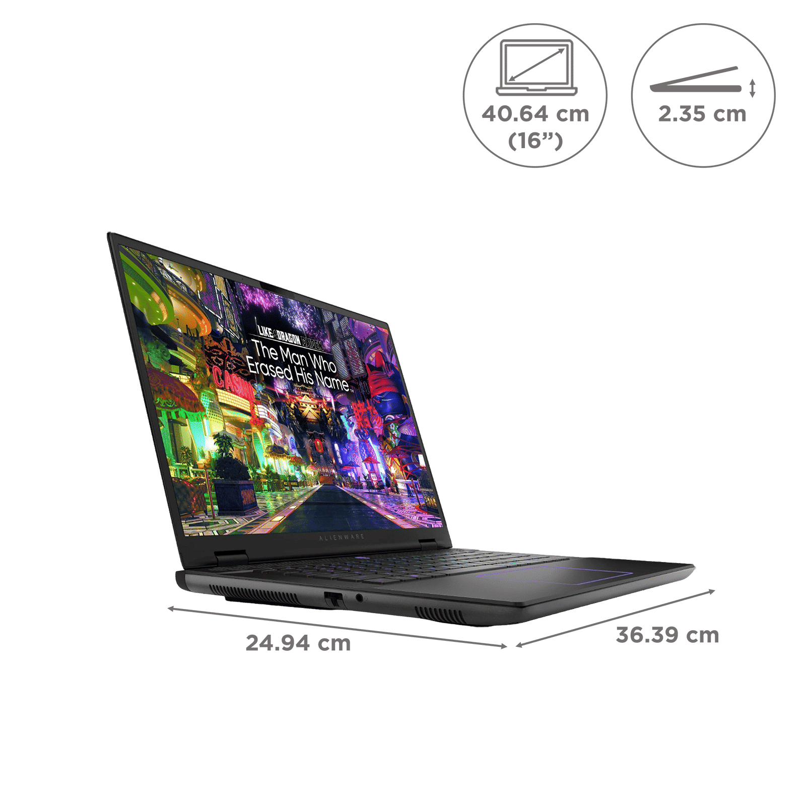 DELL Alienware m16 R2 Intel Core Ultra 9 Gaming Laptop (16GB, 1TB SSD, Windows 11 Home, 8GB Graphics, 16 inch 240 Hz QHD Plus Display, NVIDIA GeForce RTX 4070, MS Office Home & Student 2021, Dark Metallic Moon, 2.61 KG)_2