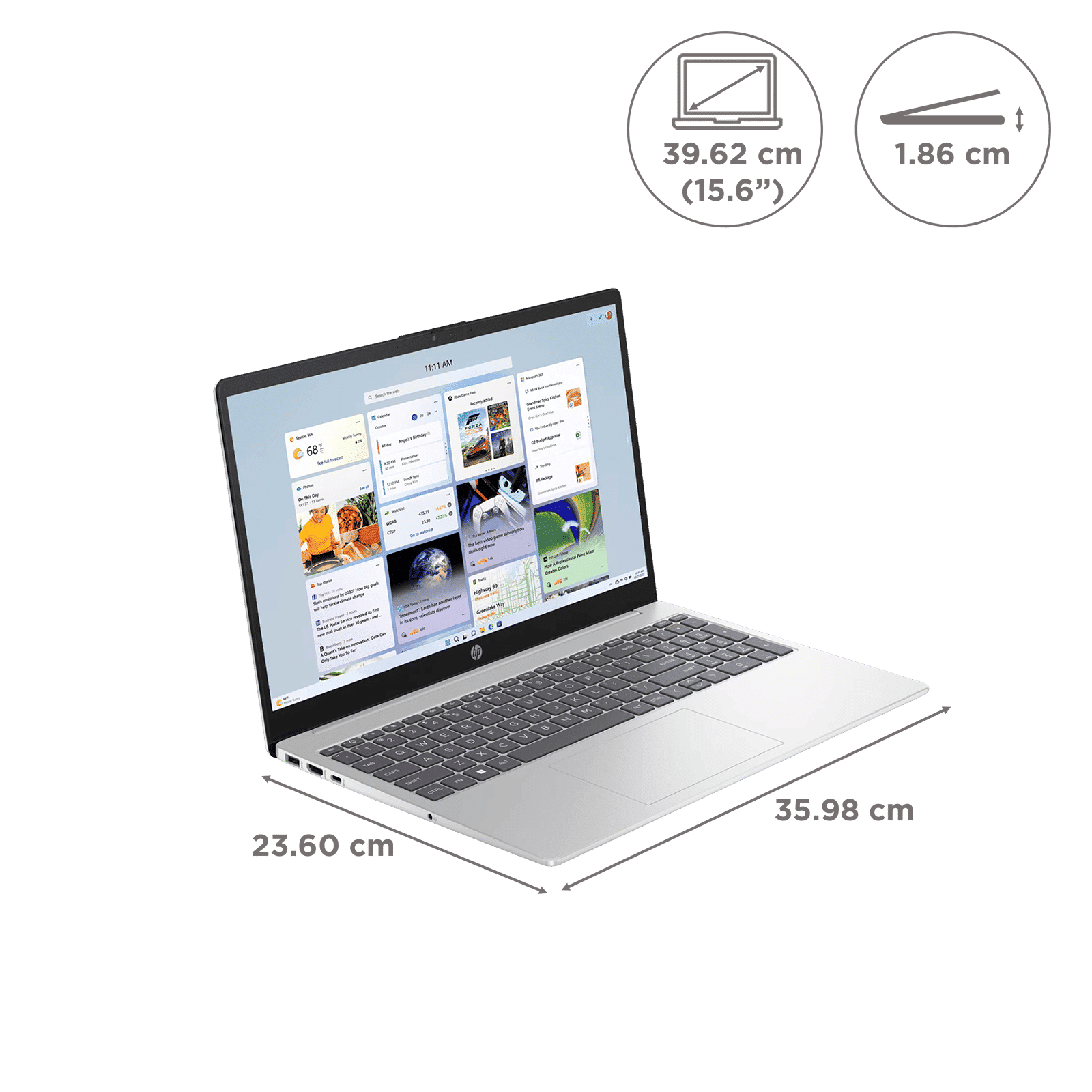 HP 15 fd0221TU Intel Core i5 13th Gen Business Laptop (16GB, 512GB SSD, Windows 11 Home, 15.6 inch Full HD Display, MS Office 2021, Natural Silver, 1.59 KG)_2