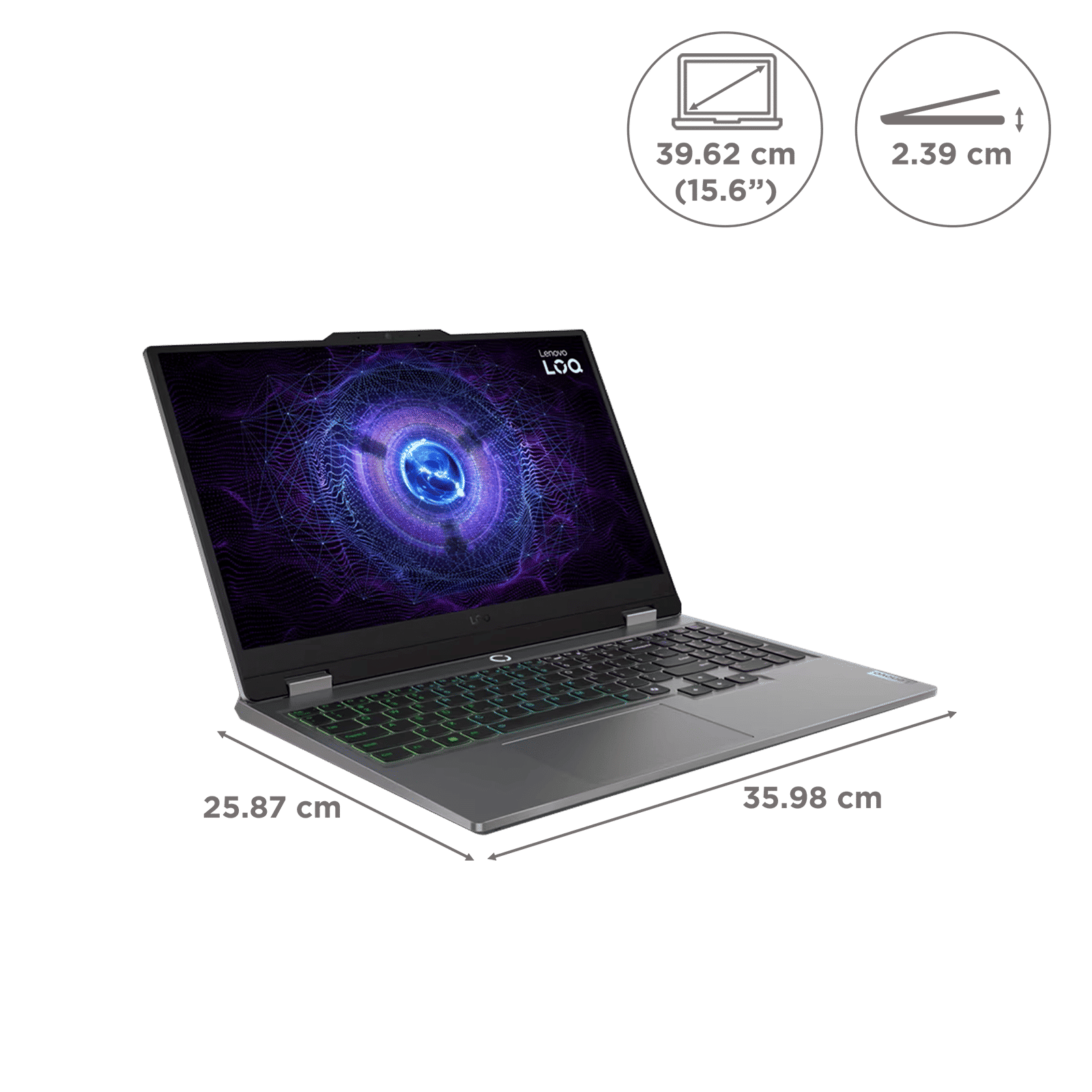 Lenovo LOQ 15ARP9 AMD Ryzen 7 Gaming Laptop (24GB, 512GB SSD, Windows 11 Home, 8GB Graphics, 15.6 inch 144 Hz Full HD IPS Display, NVIDIA GeForce RTX 4060, MS Office 2021, Luna Grey, 2.38 KG)_2