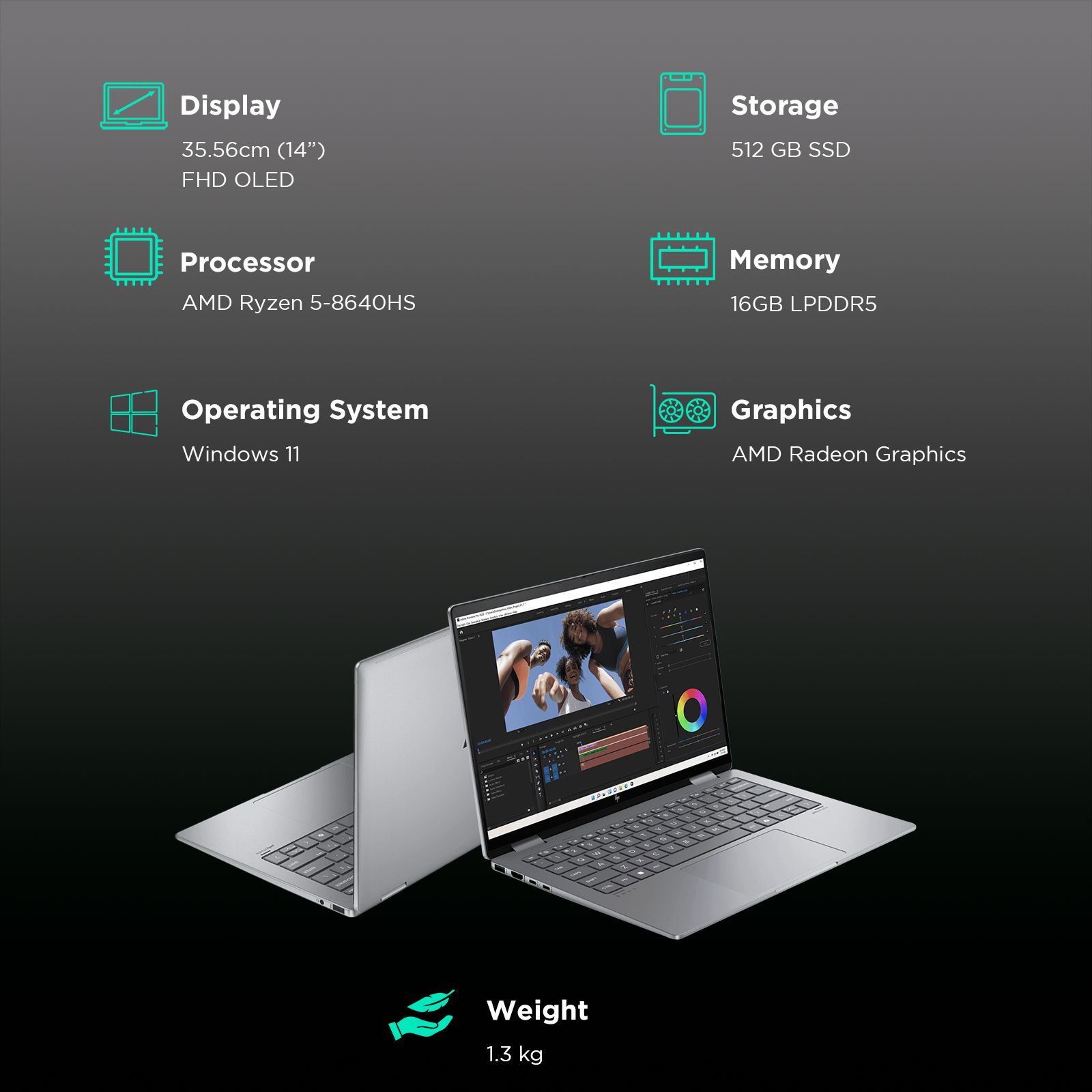 HP Envy x360 14-fa0038AU AMD Ryzen 5 Touchscreen 2-in-1 Laptop (16GB, 512GB SSD, Windows 11 Home, 14 inch, WUXGA IPS Display, Meteor Silver Aluminum, 1.39Kg)_3