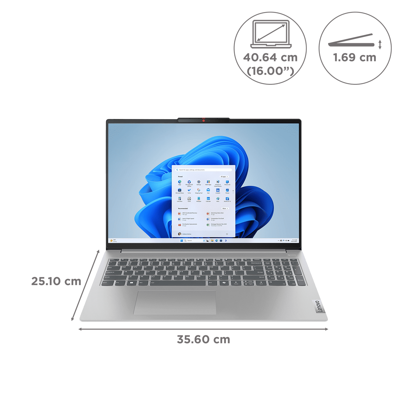 Lenovo IdeaPad Slim 5 16IMH9 Intel Core Ultra 5 Thin & Light Laptop (16GB, 512GB SSD, Windows 11 Home, 16 inch WUXGA IPS Display, MS Office 2021, Cloud Grey, 1.82 KG)_2