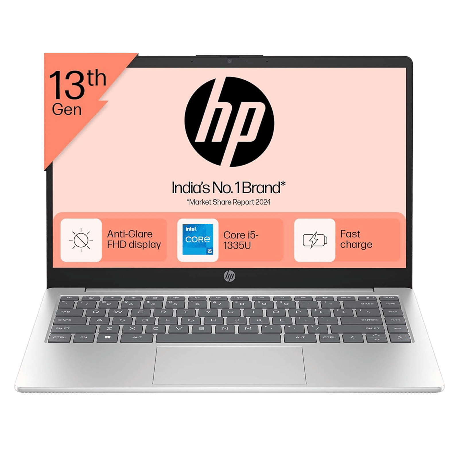 HP 14 gr0001TU Intel Core i5 13th Gen Thin & Light Laptop (16GB, 512GB SSD, Windows 11 Home, 14 inch Full HD Display, MS Office 2021, Natural Silver, 1.4 KG)_1