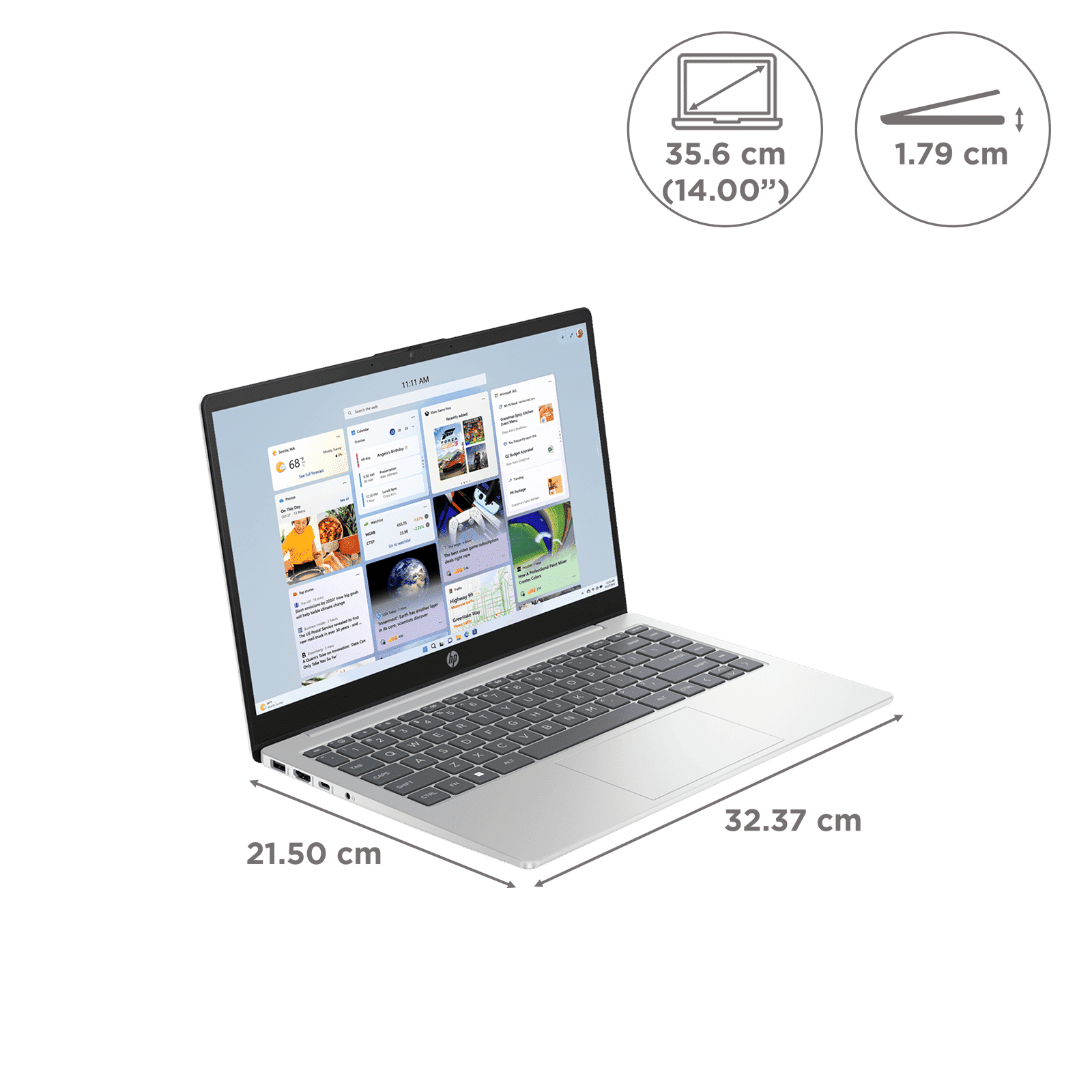 HP 14 gr0001TU Intel Core i5 13th Gen Thin & Light Laptop (16GB, 512GB SSD, Windows 11 Home, 14 inch Full HD Display, MS Office 2021, Natural Silver, 1.4 KG)_2