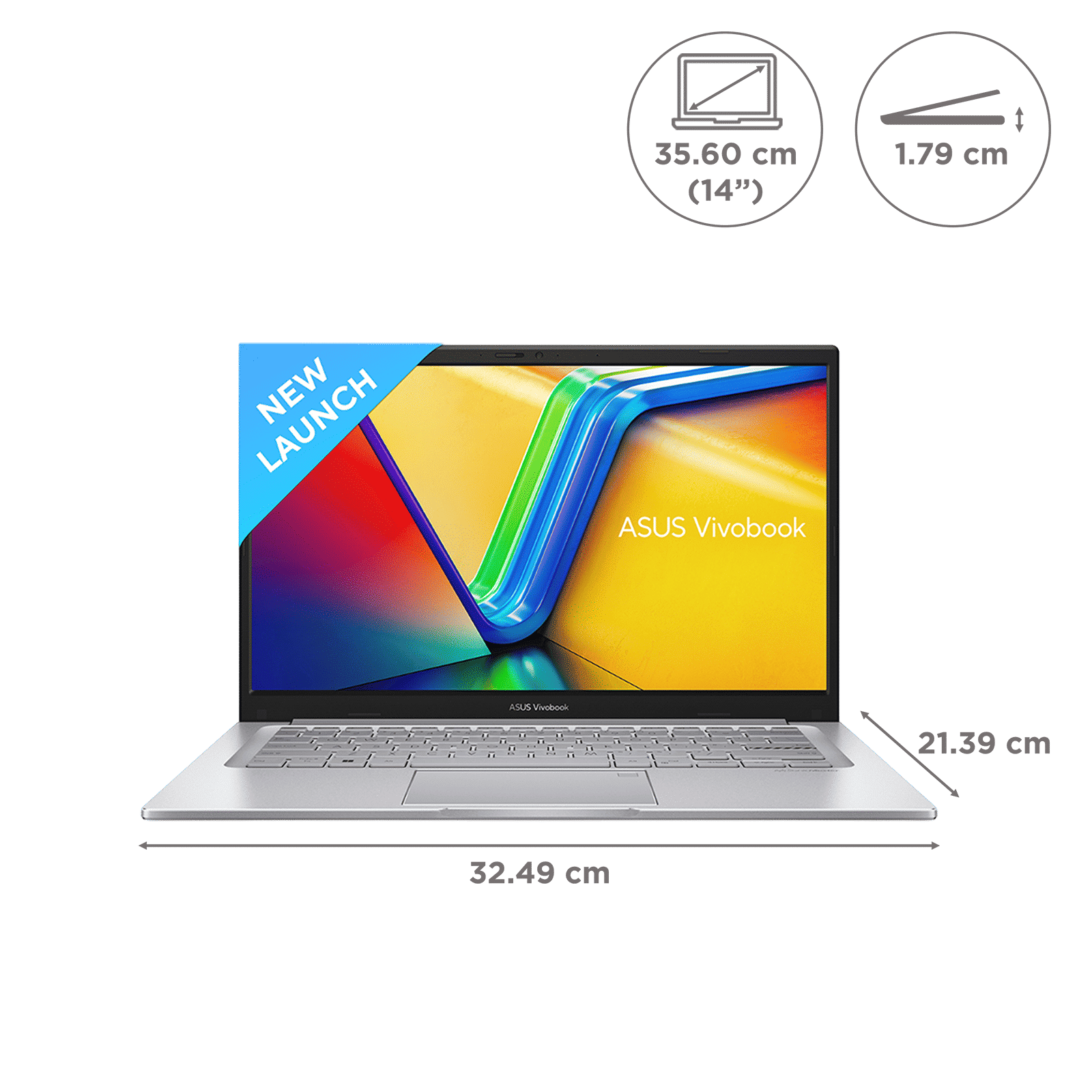 ASUS Vivobook 14 X1404VA-NK542WS Intel Core i5 13th Gen Thin & Light Laptop (16GB, 512GB SSD, Windows 11 Home, 14 inch Full HD Display, MS Office Home & Student 2021, Transparent Silver, 1.4 KG)_2
