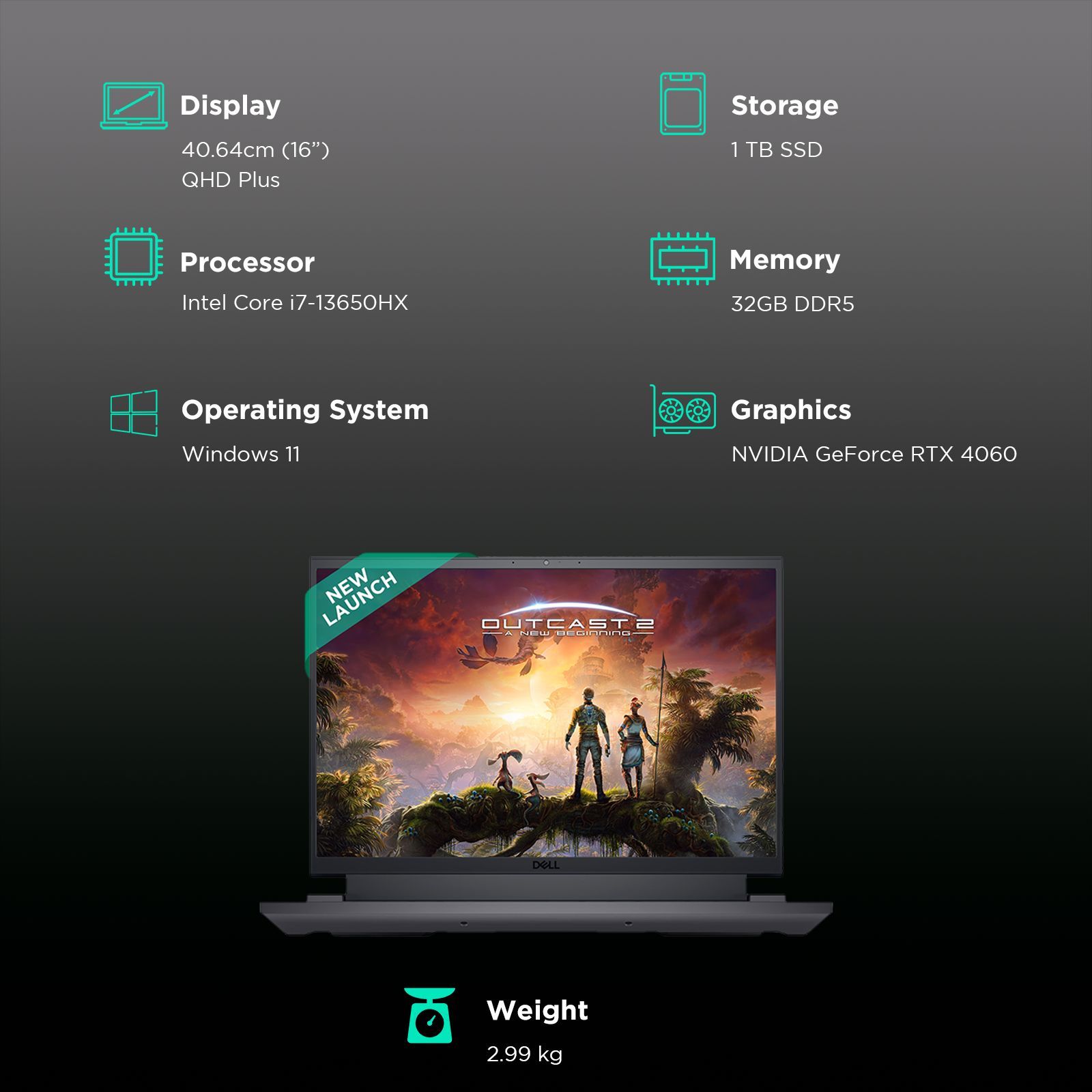 DELL G16 7630 Intel Core i7 13th Gen Gaming Laptop (32GB, 1TB SSD, Windows 11 Home, 8GB Graphics, 16 inch 240 Hz QHD Plus Display, NVIDIA GeForce RTX 4060, MS Office Home & Student 2021, Grey, 2.99 KG)_3