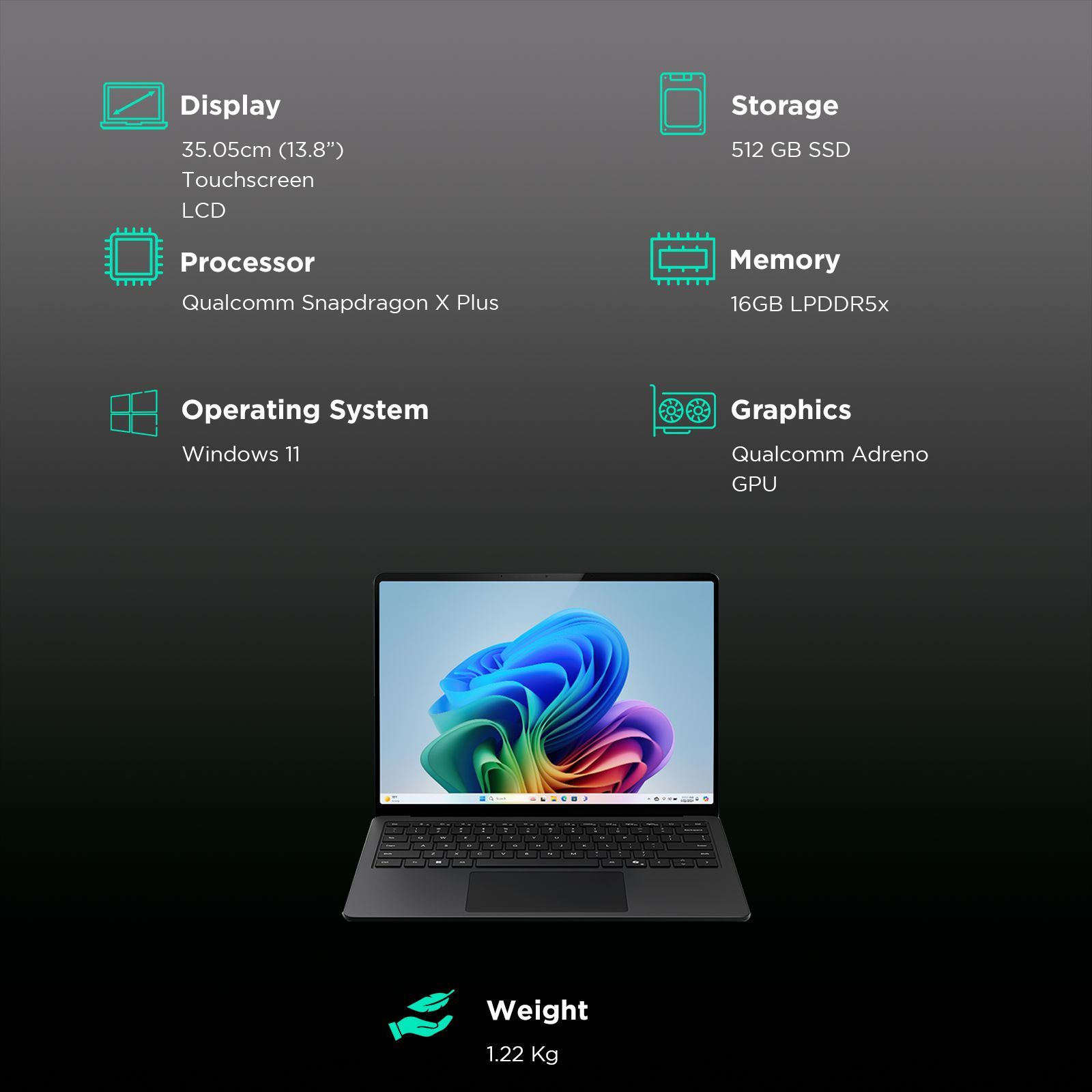 Microsoft Surface 7th Edition Snapdragon X Plus Touchscreen Ultra Thin Laptop (16GB, 512GB SSD, Windows 11 Home, 13.8 inch LCD Display, Black, 1.34 KG)_3