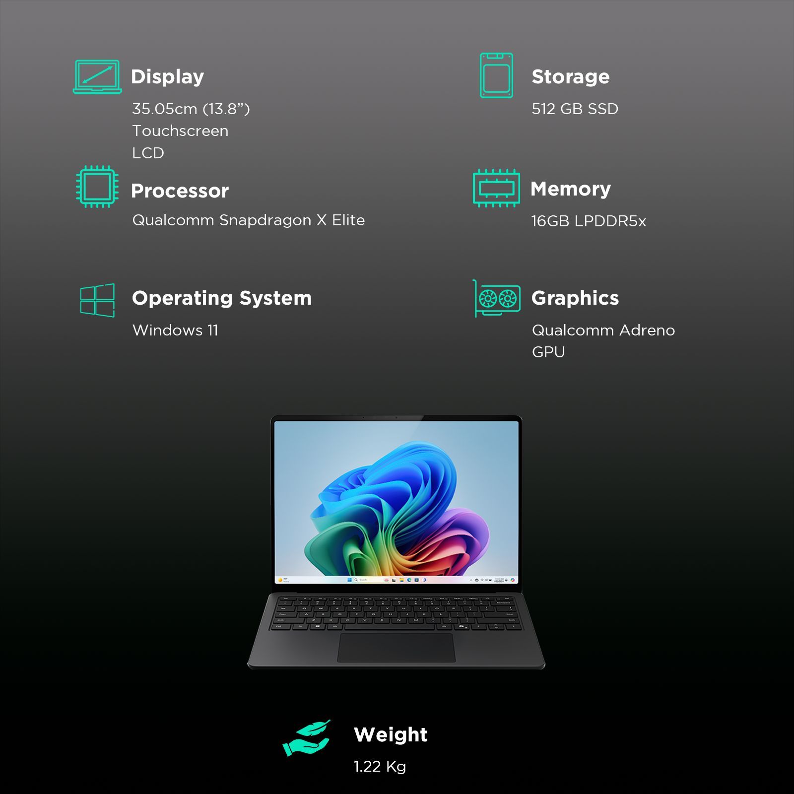 Microsoft Surface 7th Edition Snapdragon X Elite Touchscreen Ultra Thin Laptop (16GB, 512GB SSD, Windows 11 Home, 13.8 inch LCD Display, Black, 1.34 KG)_3