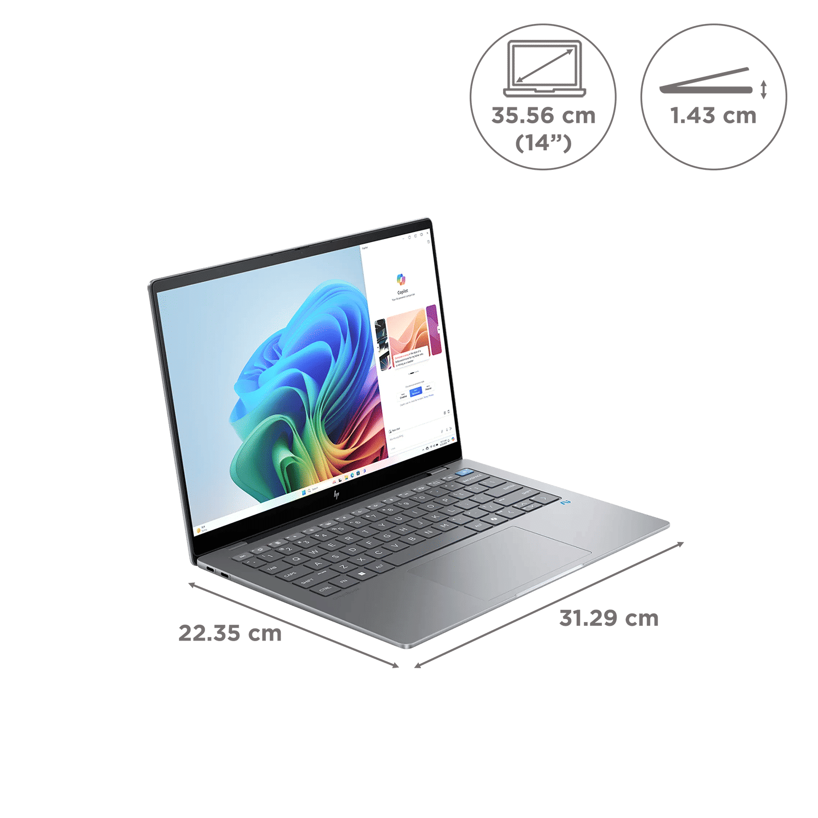 HP OmniBook X 14-fe0121QU Snapdragon X Elite Touchscreen Thin & Light Laptop (16GB, 1TB SSD, Next-Gen Windows, 14 inch 2.2K IPS Display, MS Office 2021, Meteor Silver, 1.34 KG)_2