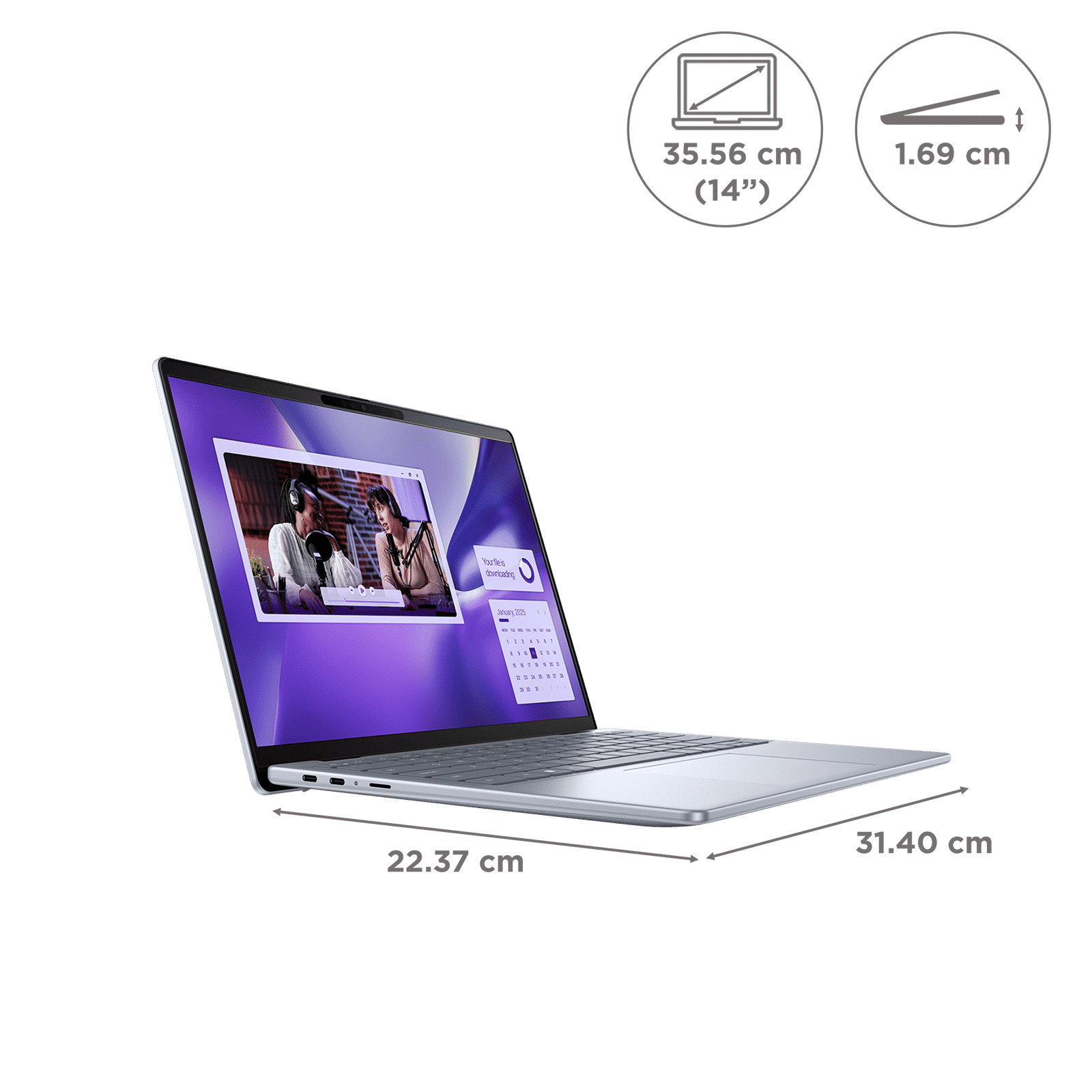 DELL Inspiron 14 Plus Snapdragon X Plus Touchscreen Thin & Light Laptop (16GB, 512GB SSD, Windows 11 Home, 14 inch QHD Plus IPS Display, MS Office 2021, Ice Blue, 1.40 KG)_2