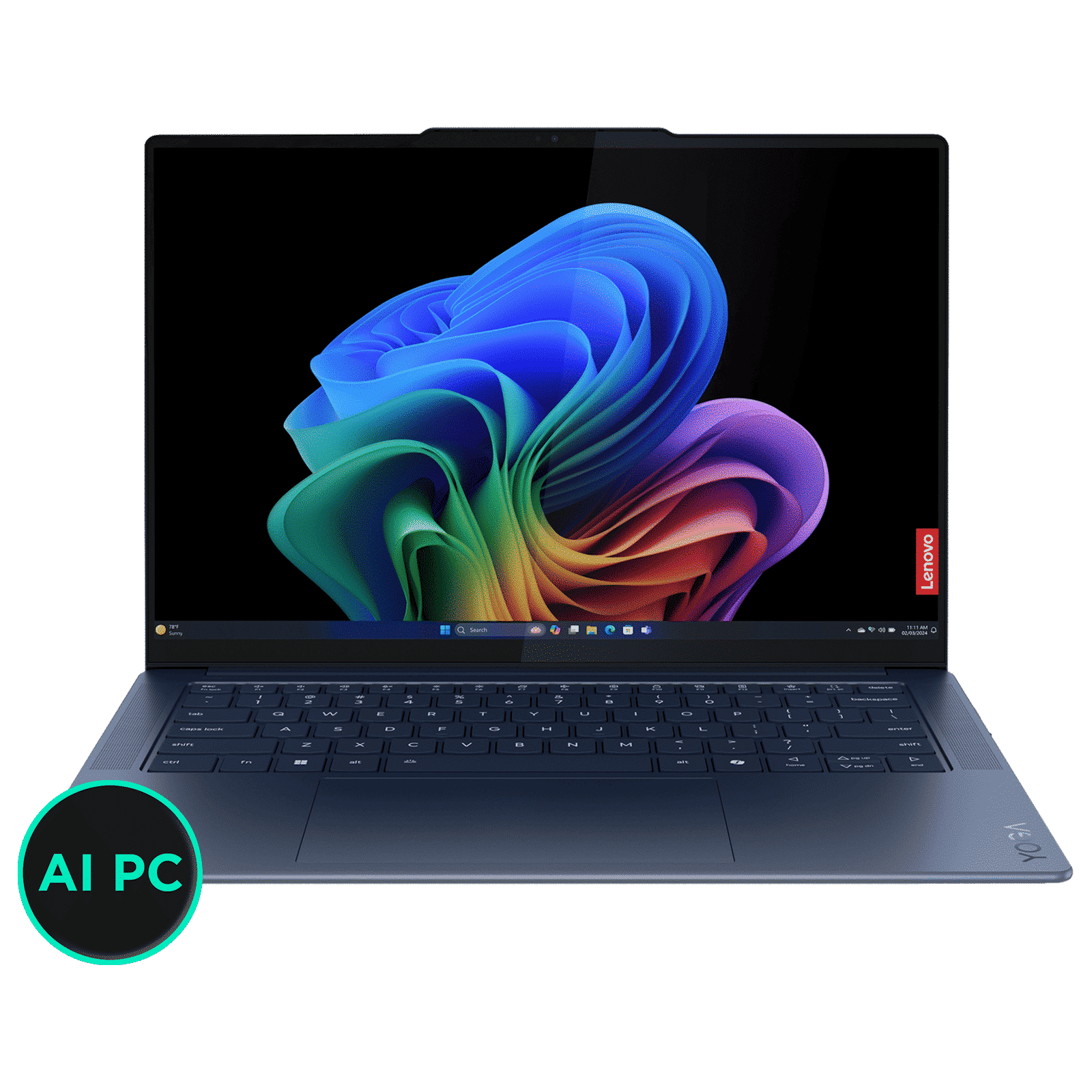 Lenovo Yoga Slim 7x Snapdragon X Elite X1E 9th Gen Touchscreen Thin & Light Laptop (32GB, 1TB SSD, Windows 11 Home, 14.5 inch OLED Display, MS Office 2021, Cosmic Blue, 1.28 KG)_1