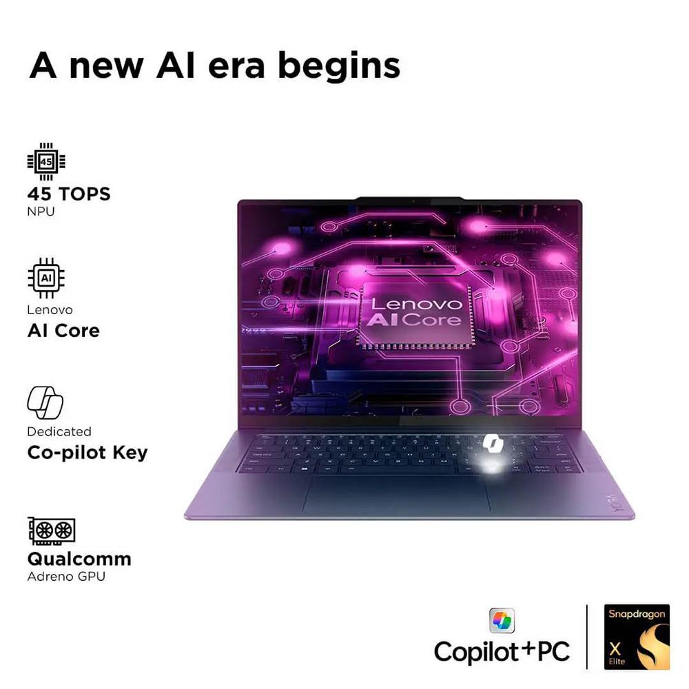 Lenovo Yoga Slim 7x Snapdragon X Elite X1E 9th Gen Touchscreen Thin & Light Laptop (32GB, 1TB SSD, Windows 11 Home, 14.5 inch OLED Display, MS Office 2021, Cosmic Blue, 1.28 KG)_11