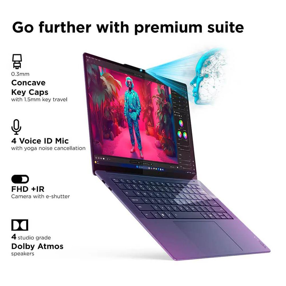 Lenovo Yoga Slim 7x Snapdragon X Elite X1E 9th Gen Touchscreen Thin & Light Laptop (32GB, 1TB SSD, Windows 11 Home, 14.5 inch OLED Display, MS Office 2021, Cosmic Blue, 1.28 KG)_12