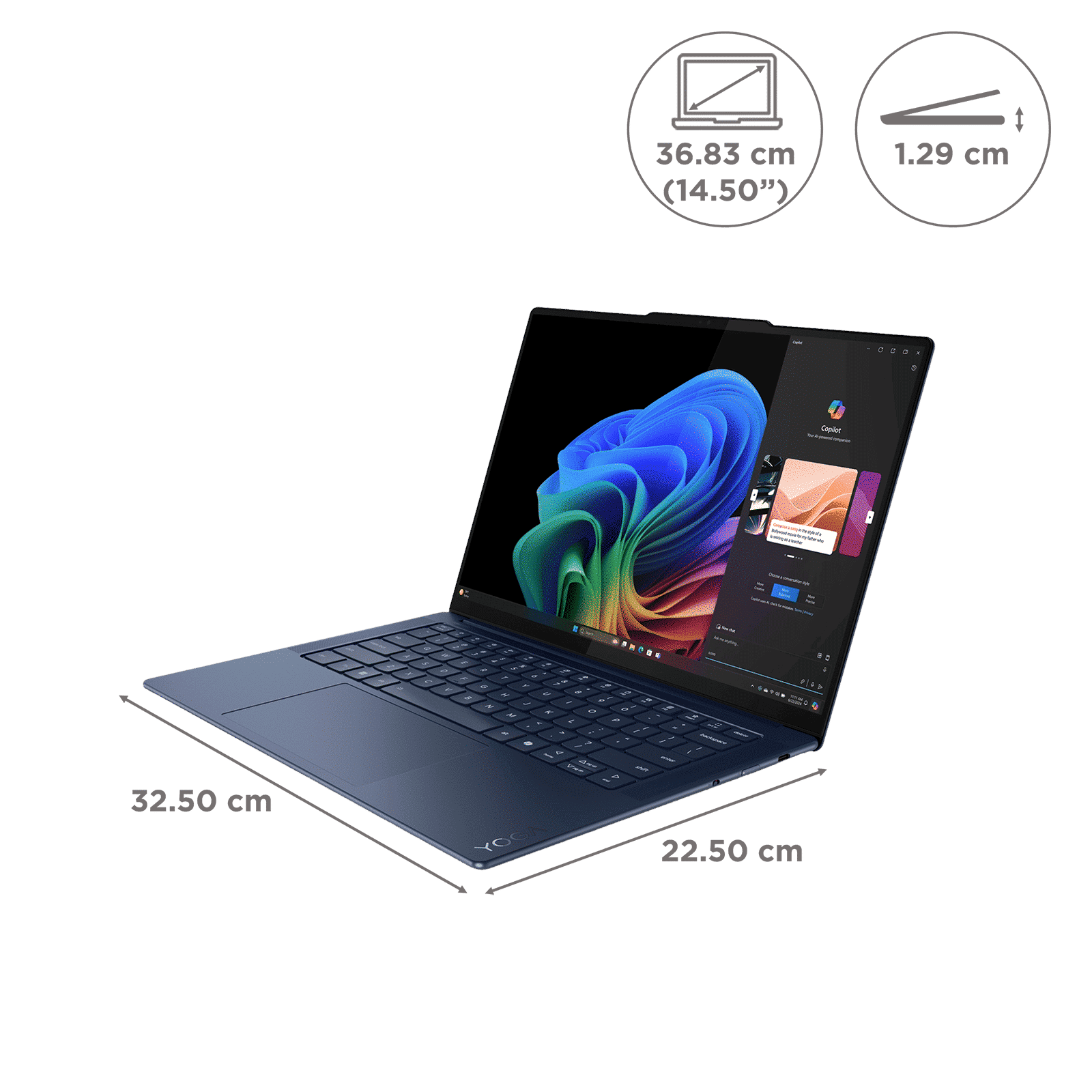 Lenovo Yoga Slim 7x Snapdragon X Elite X1E 9th Gen Touchscreen Thin & Light Laptop (32GB, 1TB SSD, Windows 11 Home, 14.5 inch OLED Display, MS Office 2021, Cosmic Blue, 1.28 KG)_2