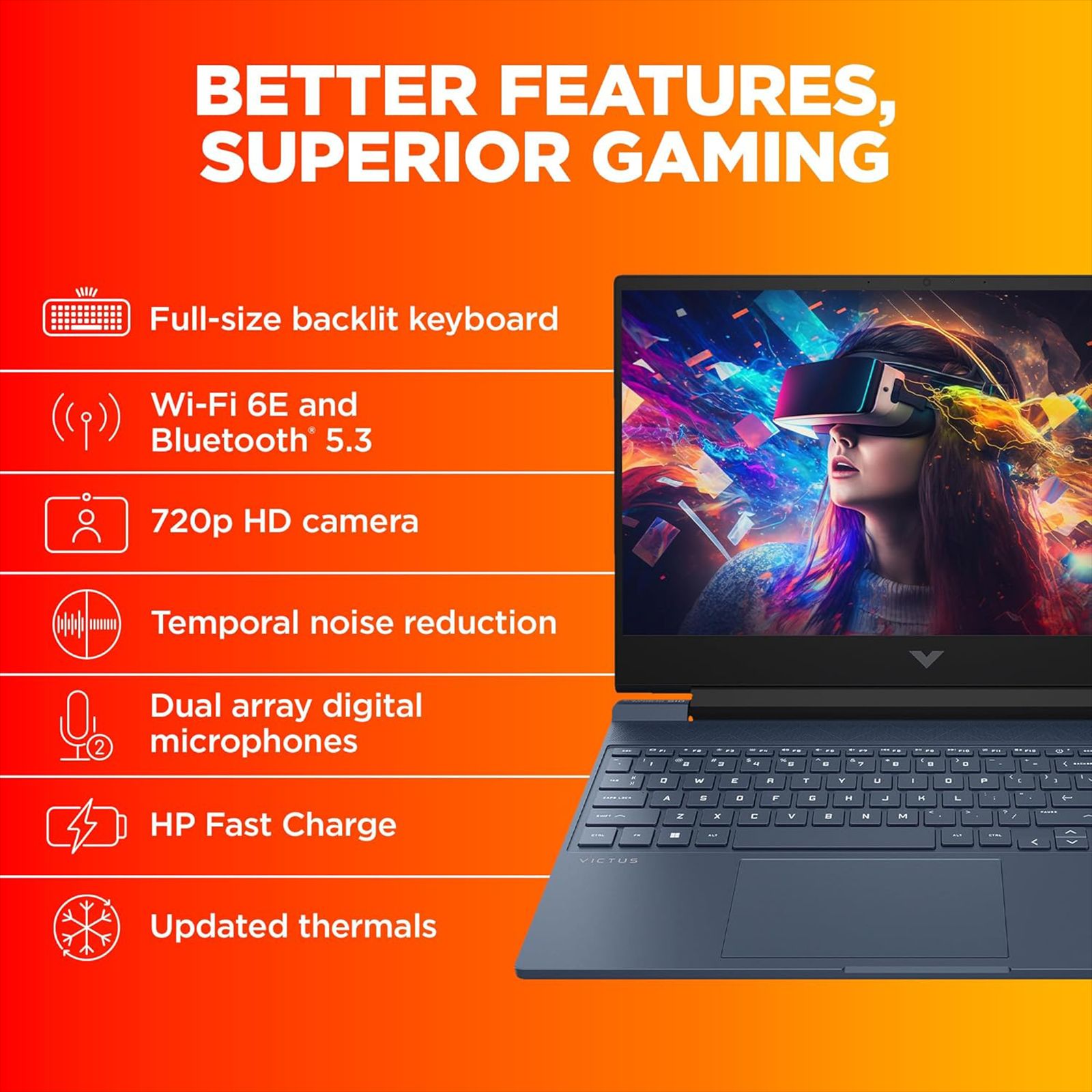 HP Victus 16-R0327TX Intel Core i5 13th Gen Gaming Laptop (16GB, 512 GB SSD, Windows 11 Home, 6GB Graphics, 16.1 inch 144 Hz Full HD IPS Display, NVIDIA GeForce RTX 3050, MS Office Home & Student 2021, Performance Blue, 2.31 KG)_7