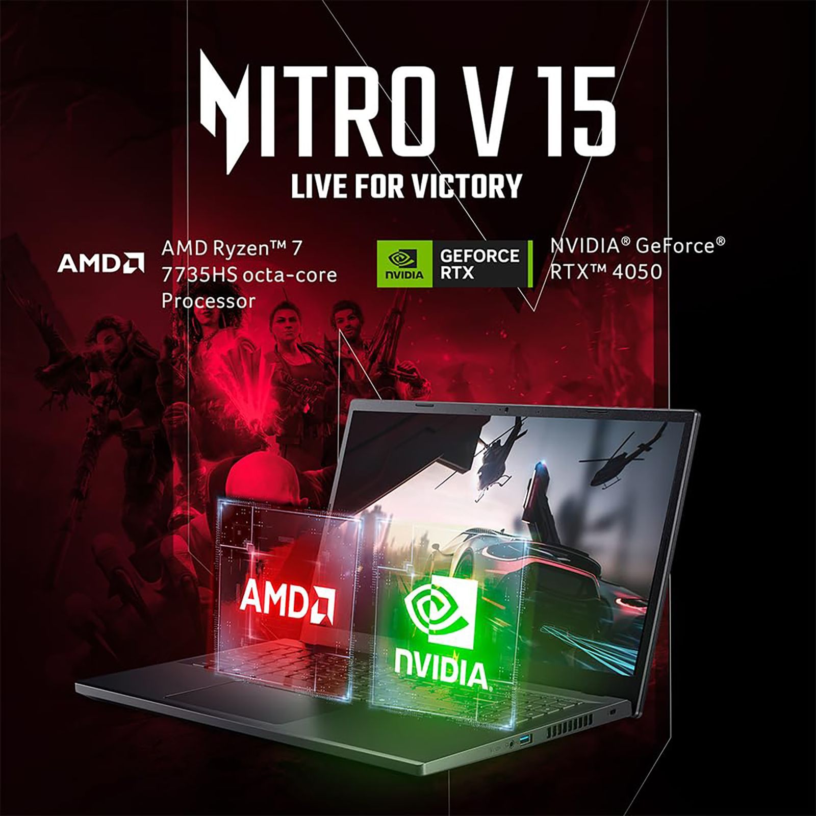 acer NITRO V ANV15-41 AMD Ryzen 7 Gaming Laptop (16GB, 512GB SSD, Windows 11 Home, 6GB Graphics, 15.6 inch 144 Hz Full HD Display, NVIDIA GeForce RTX 4050, Obsidian Black, 2.1 KG)_13