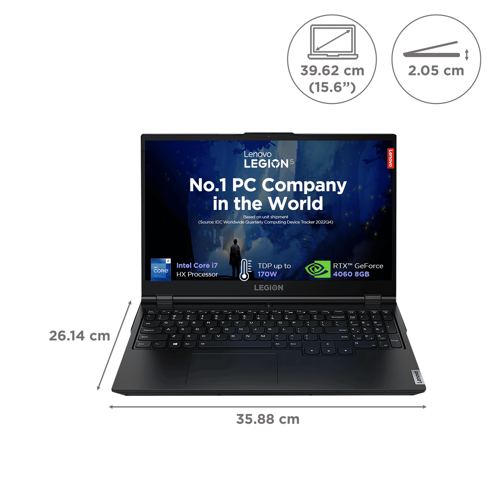 Lenovo Legion 5 15IRX9 Intel Core i7 13th Gen Gaming Laptop (24GB, 512GB SSD, Windows 11 Home, 8GB Graphics, 15.6 inch 144 Hz Full HD IPS Display, NVIDIA GeForce RTX 4060, MS Office Home & Student 2021, Storm Grey, 2.32 KG)_2