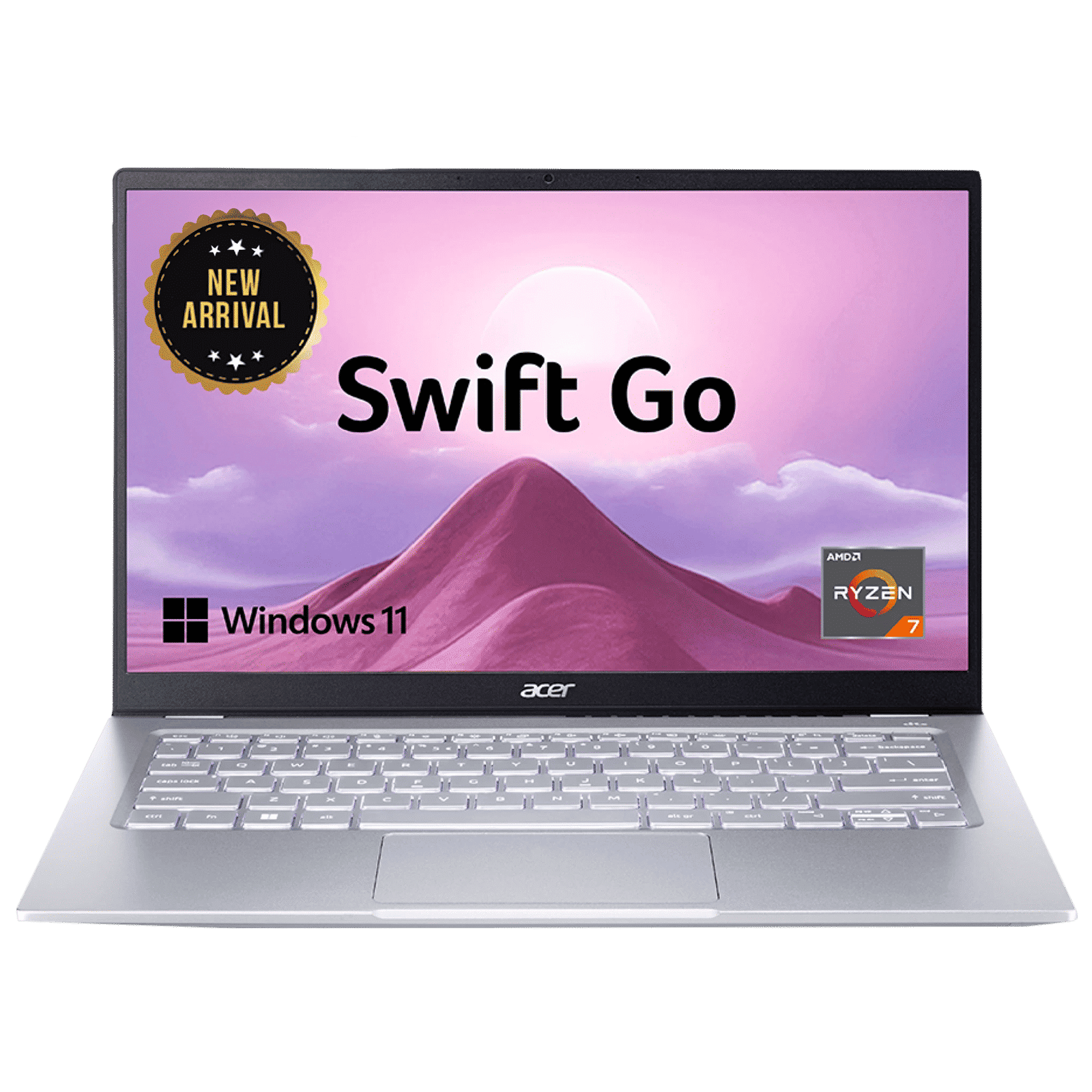 acer Swift Go AMD Ryzen 7 7730U Thin & Light Laptop (16GB, 512GB SSD, Windows 11 Home, 14 inch Full HD IPS Display, MS Office, Pure Silver, 1.25 KG)_1