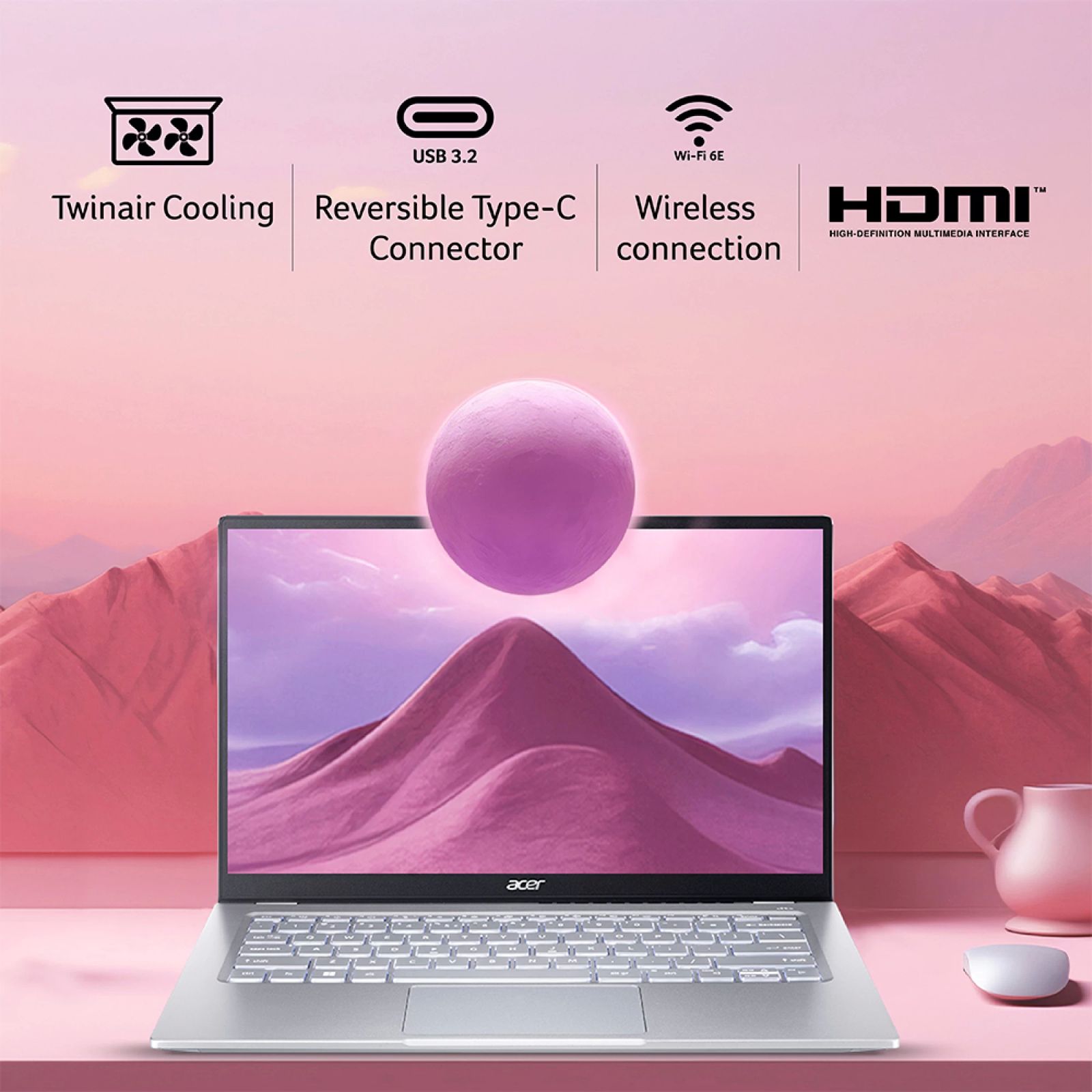 acer Swift Go AMD Ryzen 7 7730U Thin & Light Laptop (16GB, 512GB SSD, Windows 11 Home, 14 inch Full HD IPS Display, MS Office, Pure Silver, 1.25 KG)_7