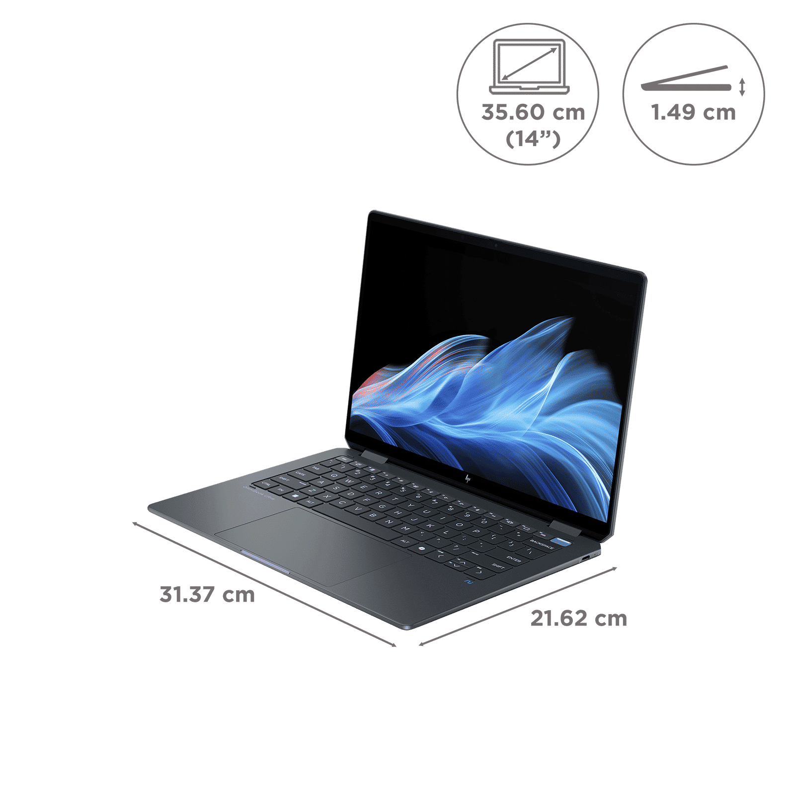 HP OmniBook Ultra Flip 14-fh0026TU Intel Core Ultra 7 Touchscreen Thin & Light Laptop (16GB, 1TB SSD, Windows 11 Home, 14 inch OLED Display, MS Office 2021, Eclipse Gray, 1.34 KG)_2