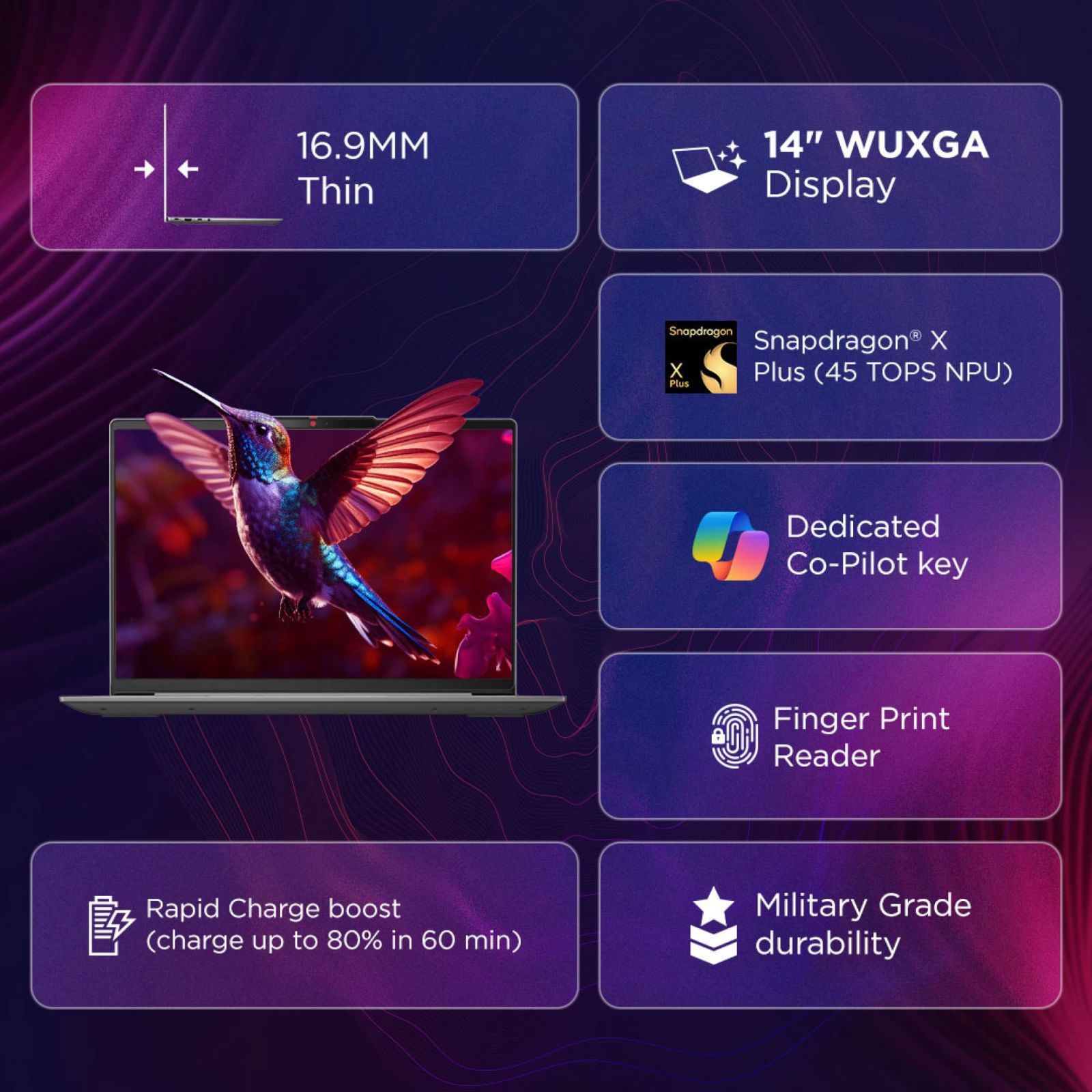 Lenovo Ideapad Slim 5x Snapdragon X Plus 9th Gen Thin & Light Laptop (16GB, 1TB SSD, Windows 11 Home, 14 inch WUXGA IPS Display, MS Office 2021, Cloud Grey, 1.48 KG)_8