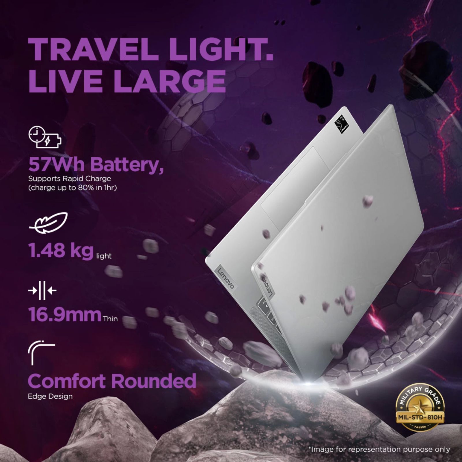 Lenovo Ideapad Slim 5x Snapdragon X Plus 9th Gen Thin & Light Laptop (16GB, 1TB SSD, Windows 11 Home, 14 inch WUXGA IPS Display, MS Office 2021, Cloud Grey, 1.48 KG)_7