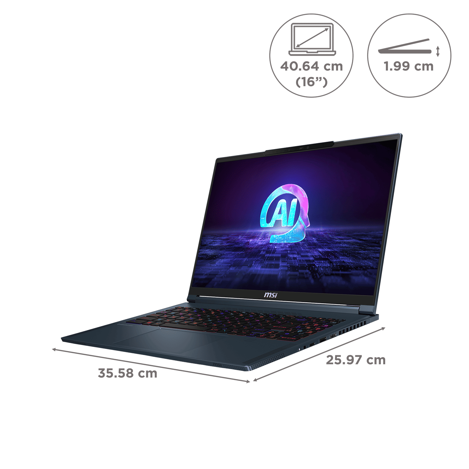 MSI Stealth 16 AI Studio A1VGG 057IN Intel Core Ultra 9 Gaming Laptop (32GB, 2TB SSD, Windows 11 Home, 8GB Graphics, 16 inch 240 Hz QHD Plus Display, NVIDIA GeForce RTX 4070, Star Blue, 1.99 KG)_2
