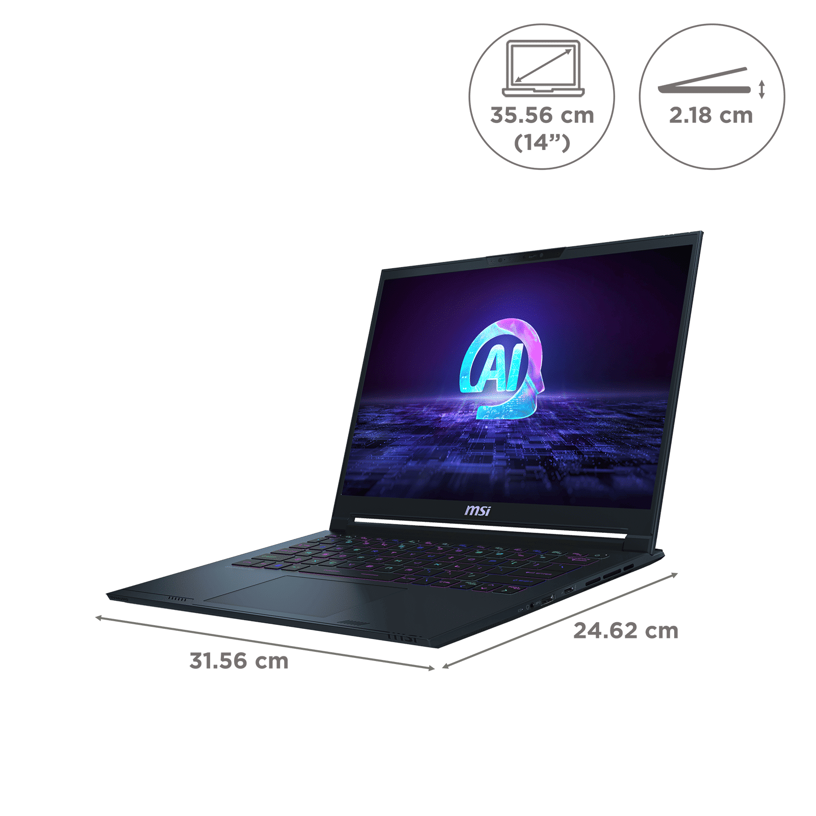 MSI Stealth 14 AI Studio A1VGG 054IN Intel Core Ultra 7 Gaming Laptop (32GB, 1TB SSD, Windows 11 Home, 8GB Graphics, 14 inch 120 Hz OLED Display, NVIDIA GeForce RTX 4070, Star Blue, 1.7 KG)_2