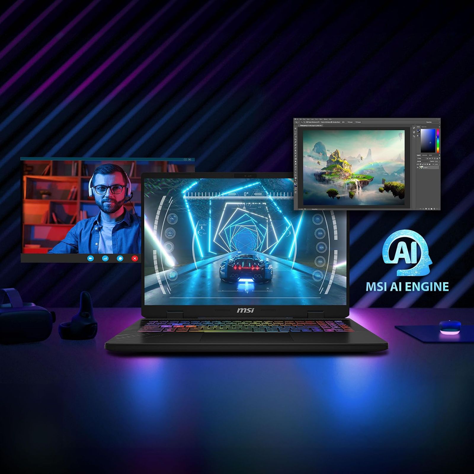 MSI Crosshair 16 HX D14VGKG Intel Core i7 14th Gen Gaming Laptop (32GB, 1TB SSD, Windows 11 Home, 8GB Graphics, 16 inch 240 Hz QHD Plus IPS Level Panel Display, NVIDIA GeForce RTX 4070, Cosmos Gray, 2.5 KG)_16