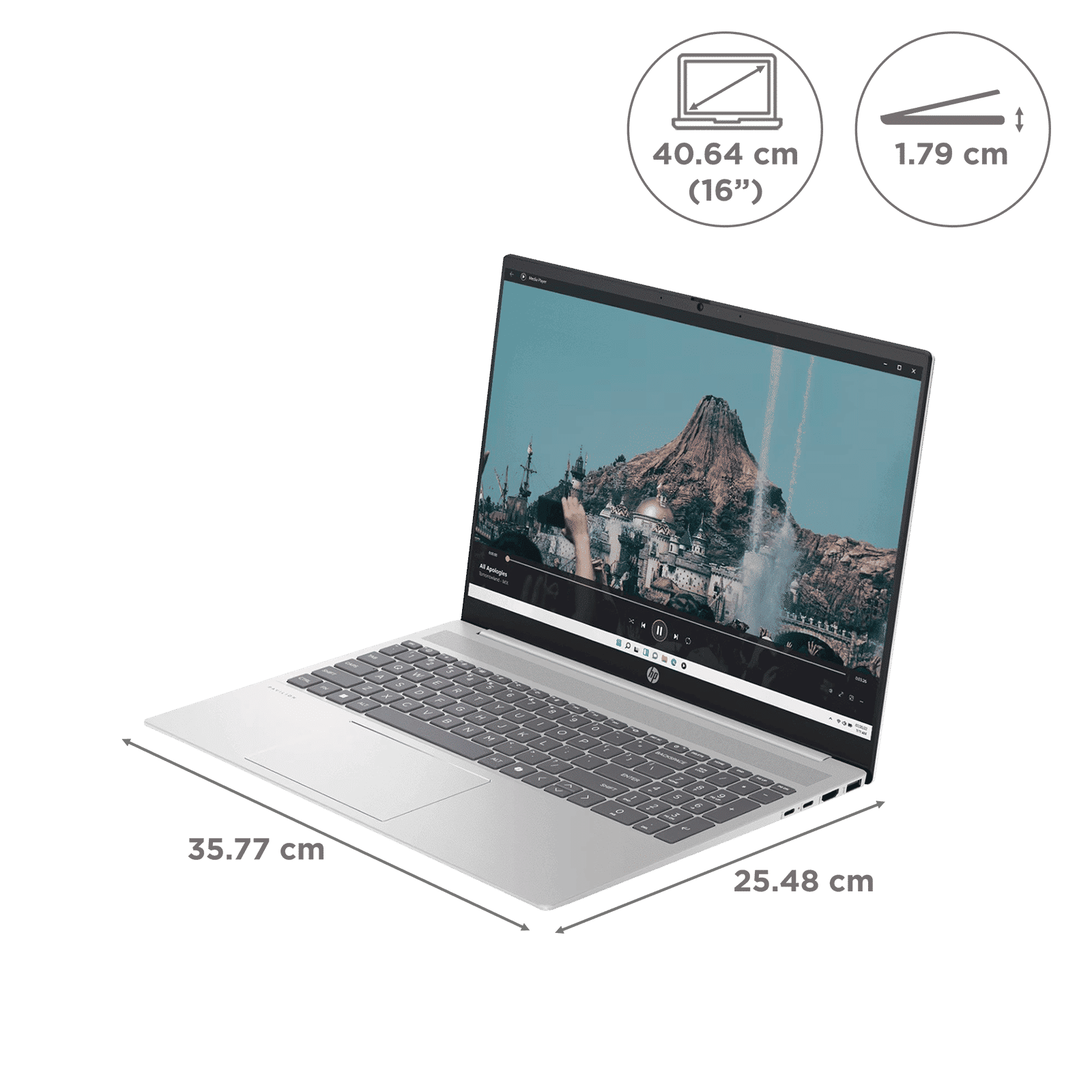 HP Pavilion 16-af0028TU Intel Core Ultra 7 155U Laptop Thin & Light (16GB, 512GB SSD, Windows 11 Home, 16 inch WUXGA Display, MS Office 2021, Natural Silver Aluminum, 1.77 KG)_2