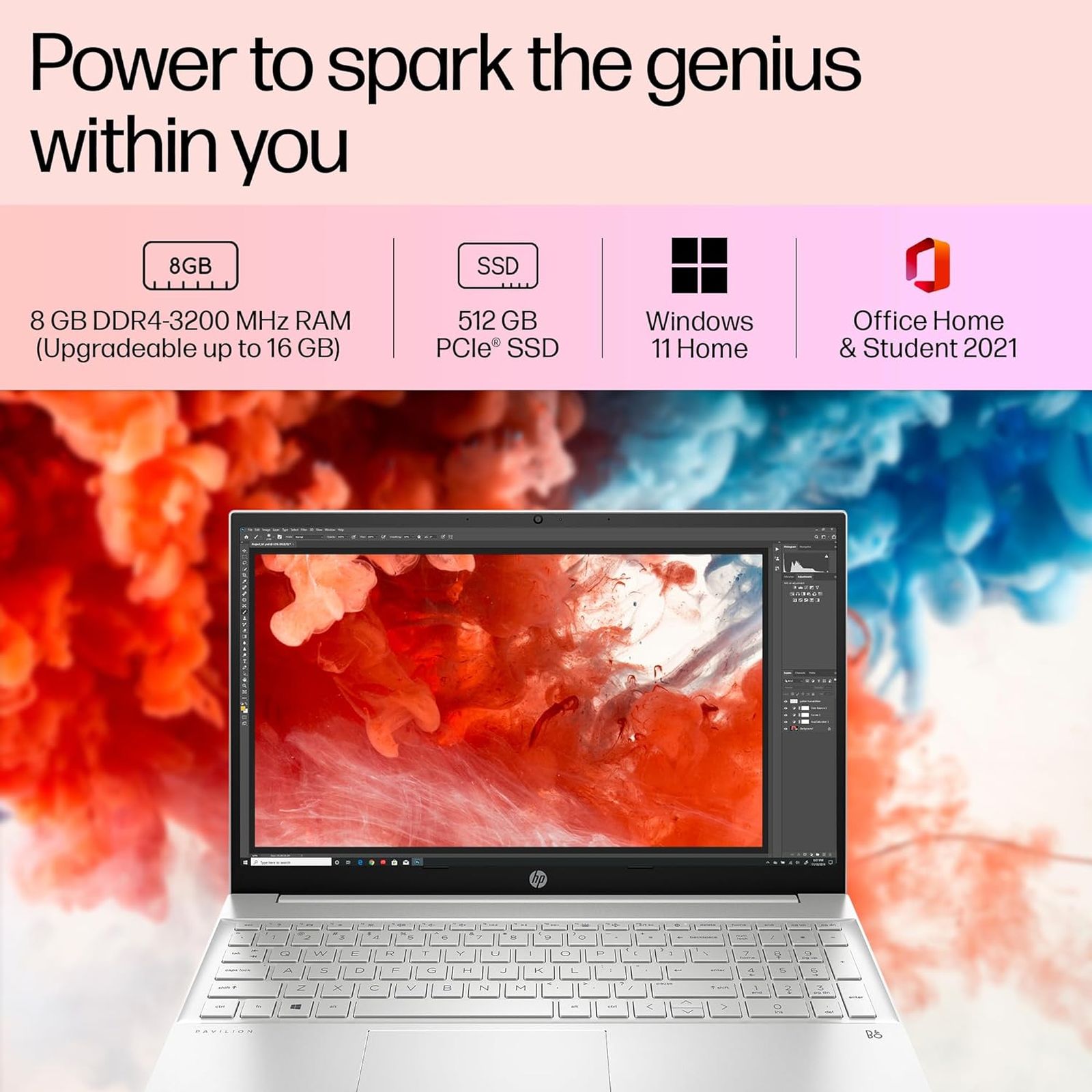 HP Pavilion 15 eh3036AU AMD Ryzen 5 7530U Thin & Light Laptop (8GB, 512GB SSD, Windows 11 Home, 15.6 inch Full HD Display, MS Office 2021, Natural Silver, 1.75 KG)_4