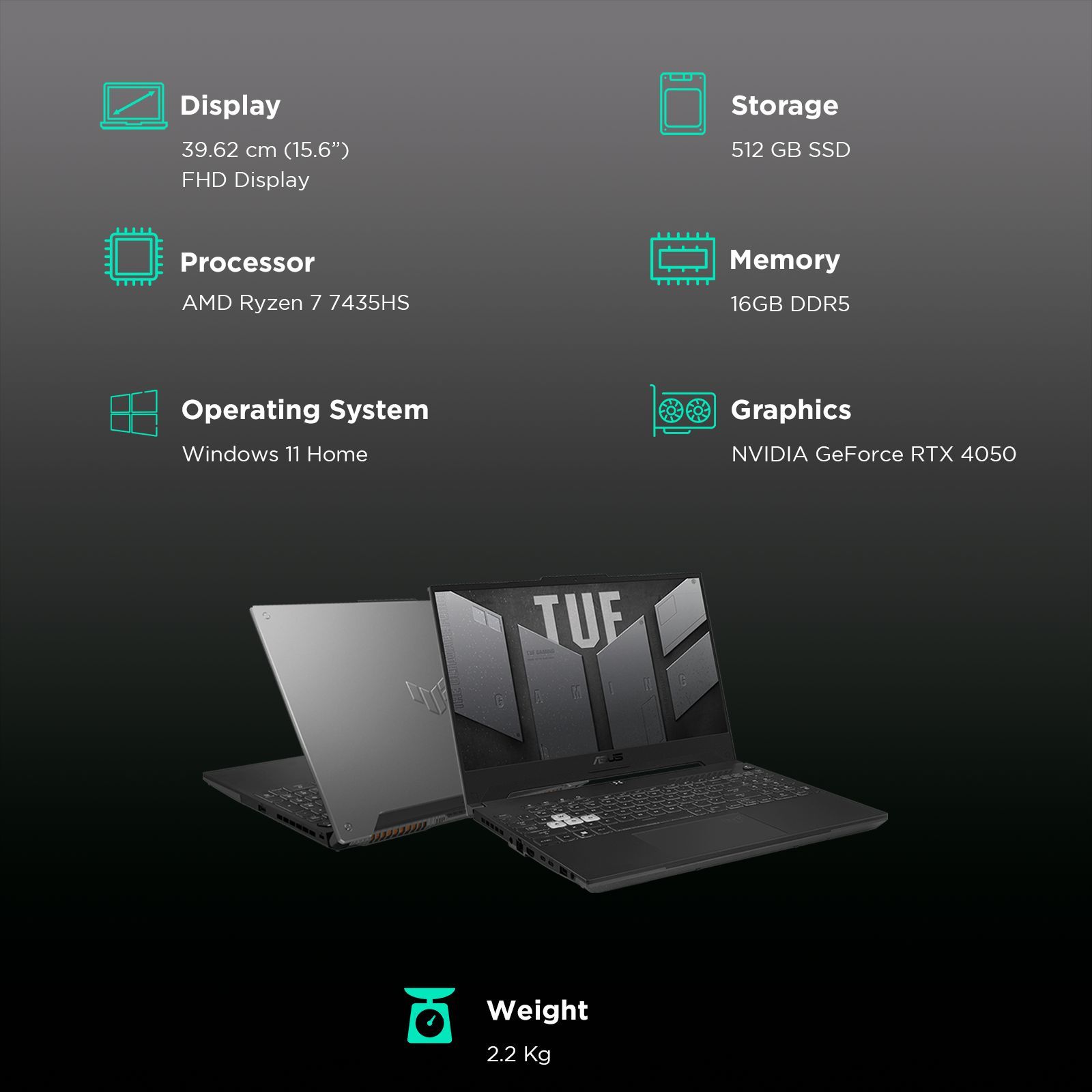 ASUS TUF Gaming A15 FA507NUR-LP082W AMD Ryzen 7 Gaming Laptop (16GB, 512GB SSD, Windows 11 Home, 6GB Graphics, 15.6 inch 144 Hz Full HD IPS Display, NVIDIA GeForce RTX 4050, Mecha Gray, 2.2 KG) ASUS TUF Gaming A15 FA507NUR-LP082W AMD Ryzen 7 Gaming Laptop (16GB, 512GB SSD, Windows 11 Home, 6GB Graphics, 15.6 inch 144 Hz Full HD IPS Display, NVIDIA GeForce RTX 4050, Mecha Gray, 2.2 KG)_3