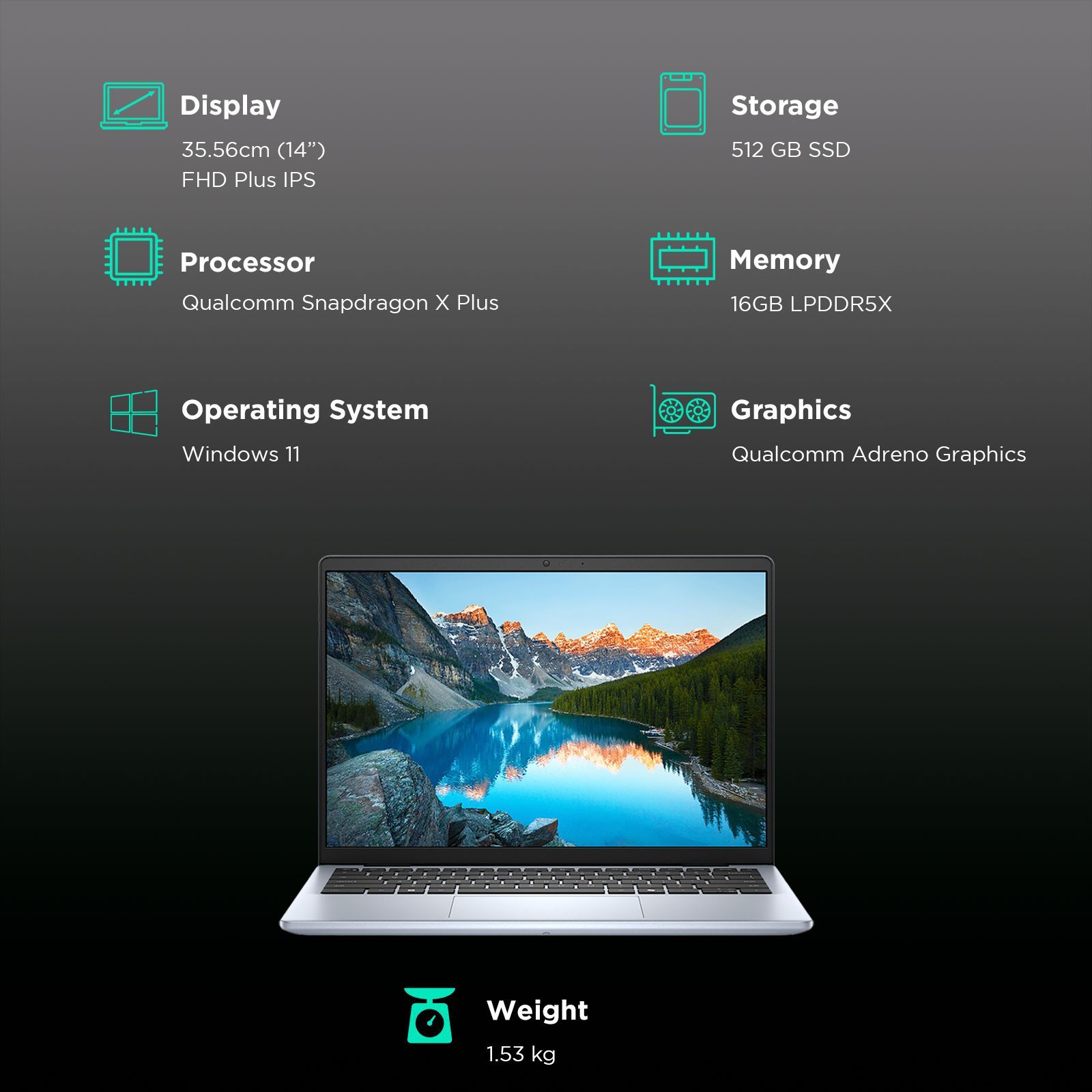 DELL Inspiron 5441 Qualcomm Snapdragon X Plus Notebook Laptop (16GB, 512GB SSD, Windows 11 Home, 14 inch Full HD Plus IPS Display, MS Office 2021, Titan Grey, 1.53 KG) DELL Inspiron 5441 Qualcomm Snapdragon X Plus Notebook Laptop (16GB, 512GB SSD, Windows 11 Home, 14 inch Full HD Plus IPS Display, MS Office 2021, Titan Grey, 1.53 KG)_3