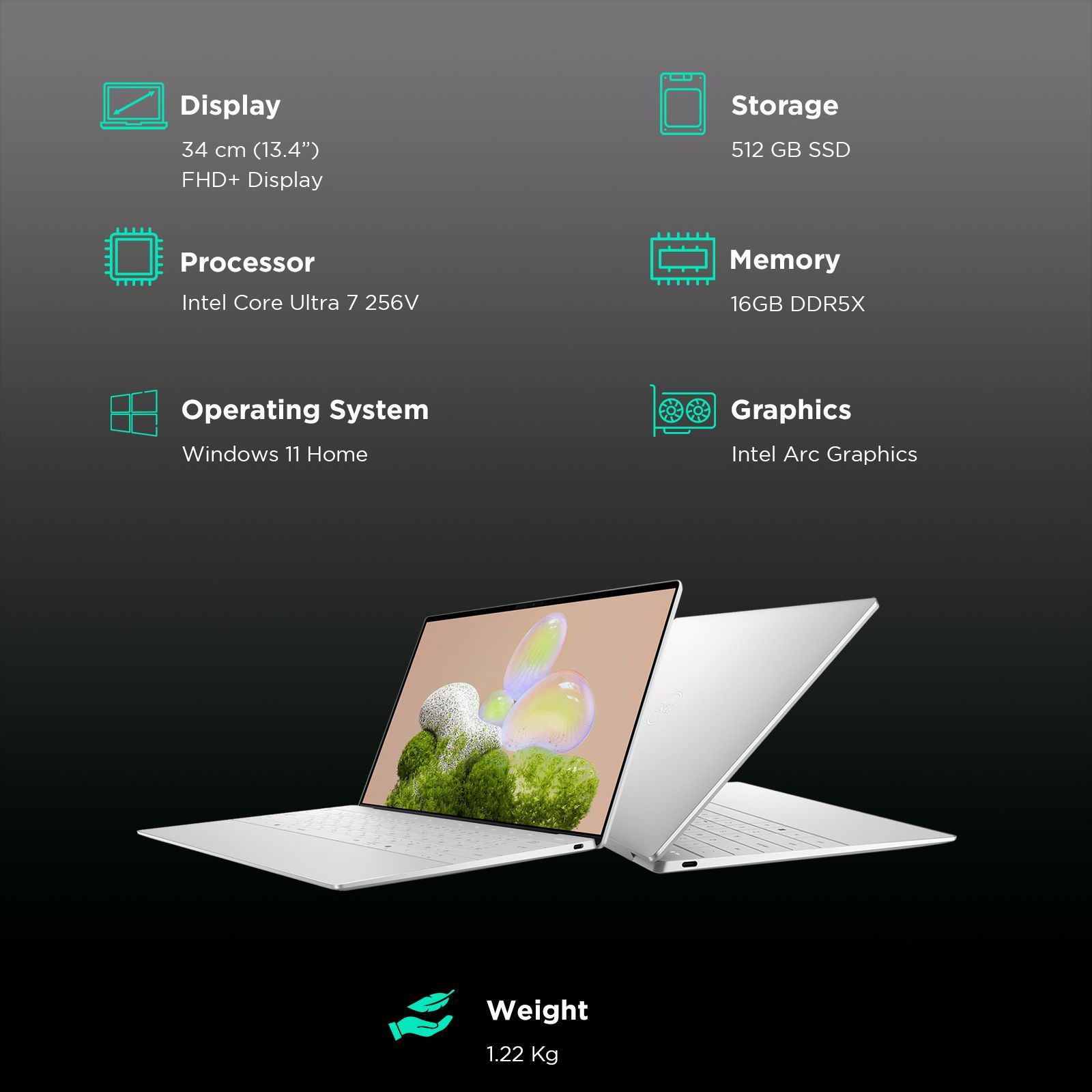 DELL XPS 13 Intel Core Ultra 7 Thin & Light Laptop (16GB, 512GB SSD, Windows 11, 13.4 inch Full HD Plus Display, MS Office 2021, Platinum Silver, 1.18 KG)_3