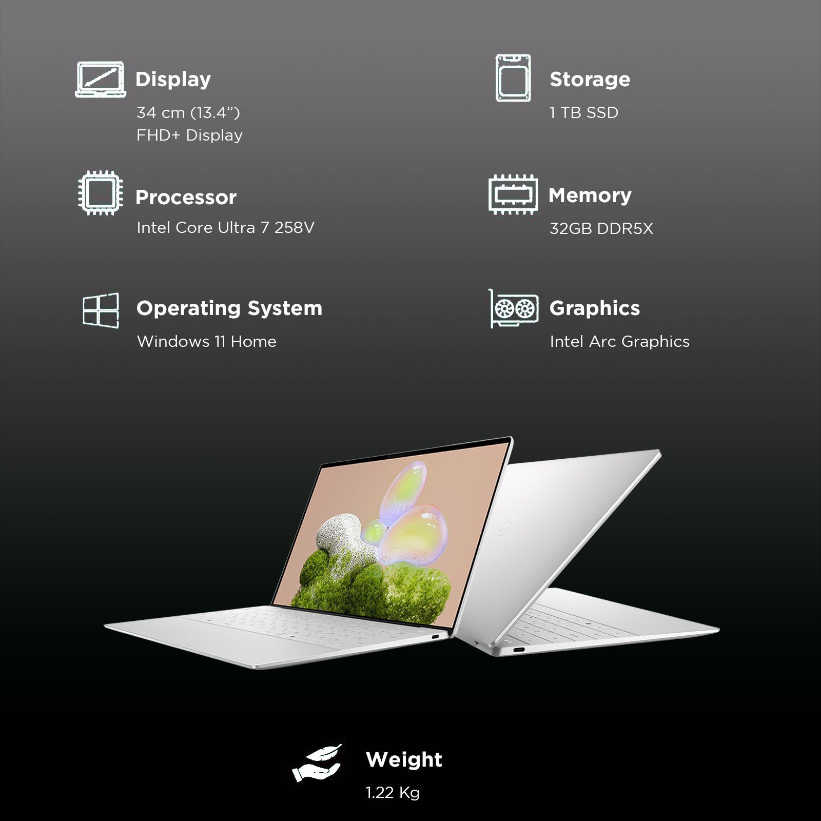 DELL XPS 13 Intel Core Ultra 7 Touchscreen Thin & Light Laptop (32GB, 1TB SSD, Windows 11, 13.4 inch OLED Display, MS Office 2021, Platinum Silver, 1.18 KG)_3