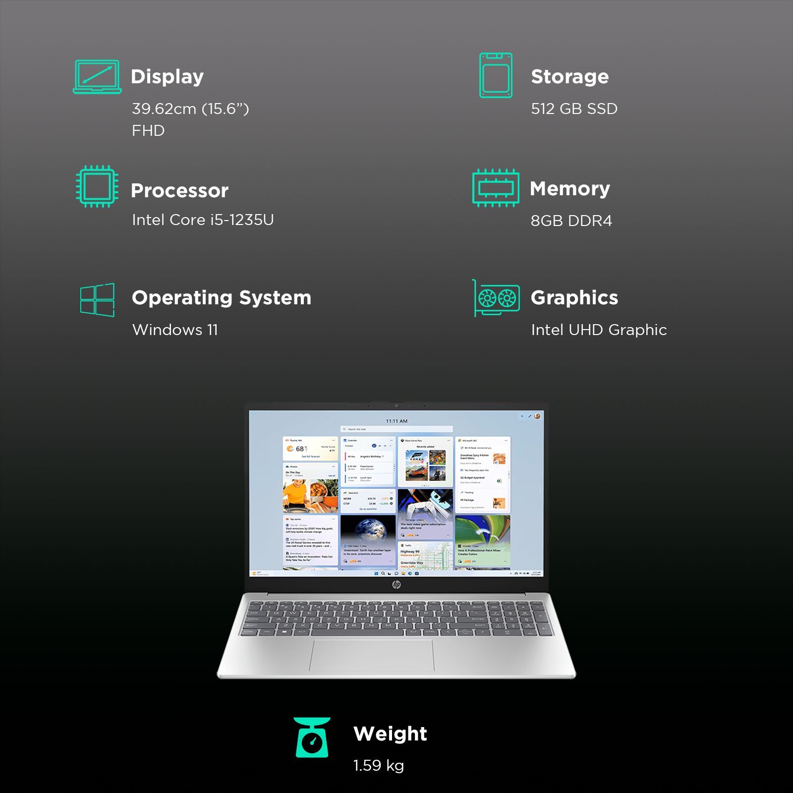 HP 15-fd0070TU Intel Core i5 12th Gen Thin & Light Laptop (8GB, 512GB SSD, Windows 11 Home, 15.6 inch Full HD Display, MS Office 2021, Natural Silver, 1.59 KG) HP 15-fd0070TU Intel Core i5 12th Gen Thin & Light Laptop (8GB, 512GB SSD, Windows 11 Home, 15.6 inch Full HD Display, MS Office 2021, Natural Silver, 1.59 KG)_3