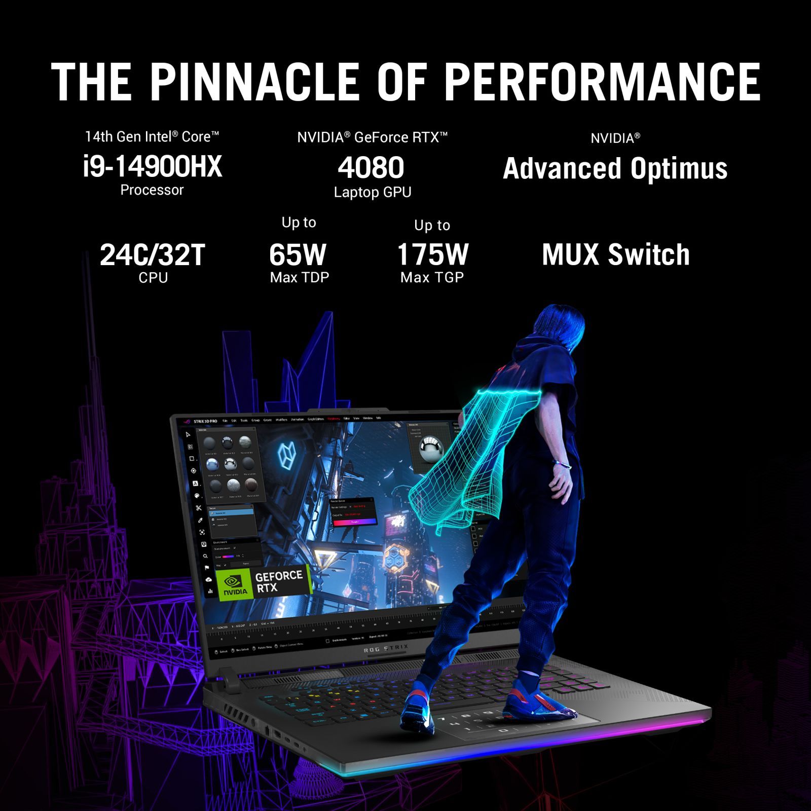 ASUS ROG Strix SCAR 16 G634JZR-CM932WS Intel Core i9 14th Gen Gaming Laptop (32GB, 2TB SSD, Windows 11 Home, 12GB Graphics, 16 inch 240 Hz WQXGA Display, NVIDIA GeForce RTX 4080, MS Office Home and Student 2021, Off Black, 2.65 KG)_8