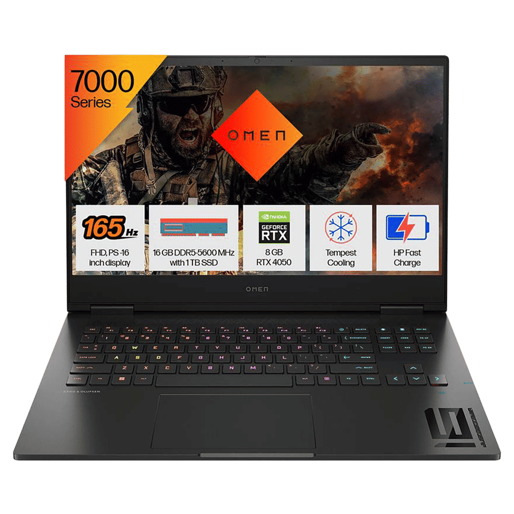 HP OMEN 16-xd0015AX AMD Ryzen 7-7840HS Gaming Laptop (16GB, 1TB SSD, Windows 11 Home, 6GB Graphics, 16.1 inch 165 Hz Full HD Display, NVIDIA GeForce RTX 4050, MS Office 2021, Shadow Black, 2.37 KG)_1