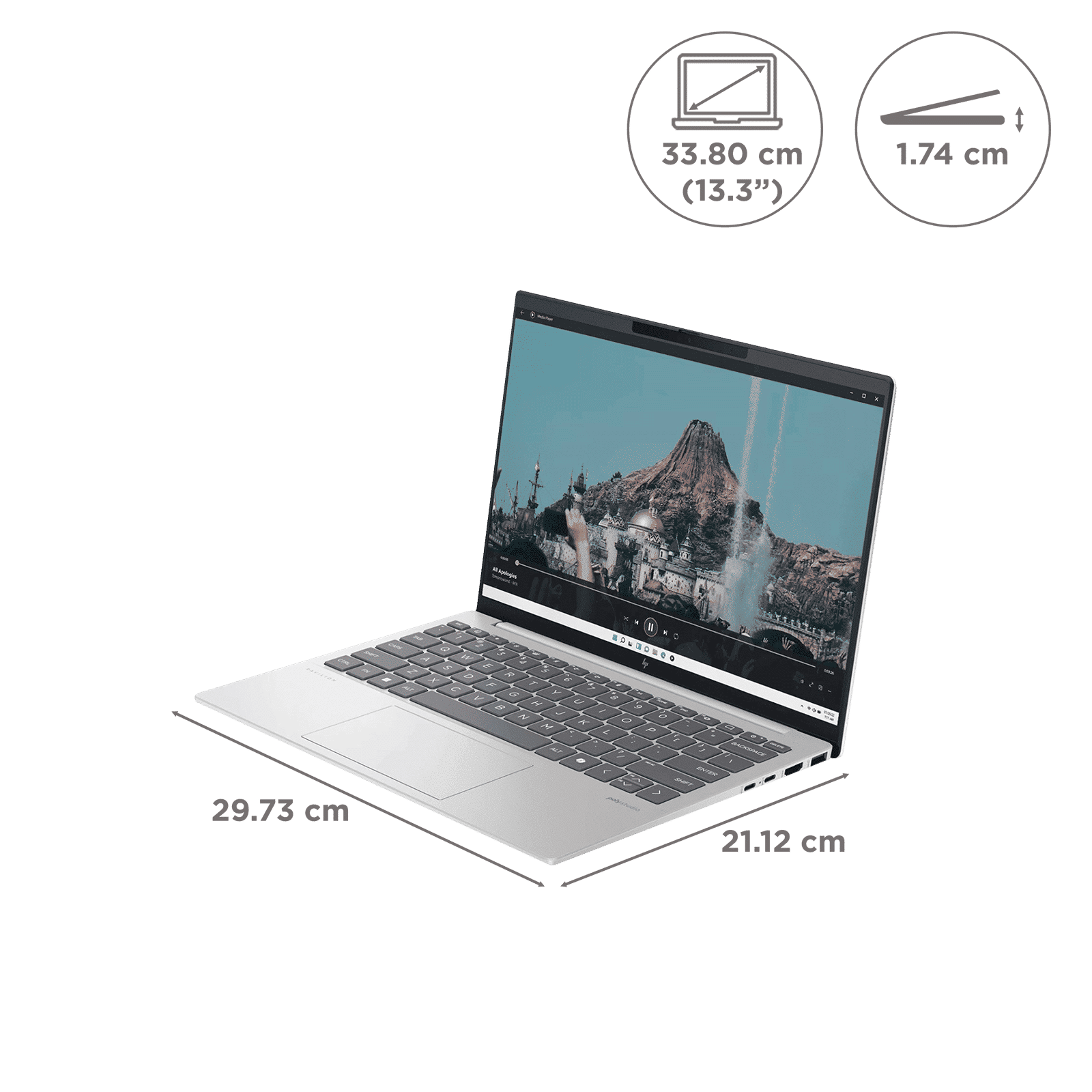 HP Pavilion Aero 13-bg0017AU AMD Ryzen 7-8840U Thin & Light Laptop (16GB, 512GB SSD, Windows 11 Home, 13.3 inch WUXGA IPS Display, MS Office 2021, Natural Silver, 1 KG)_2