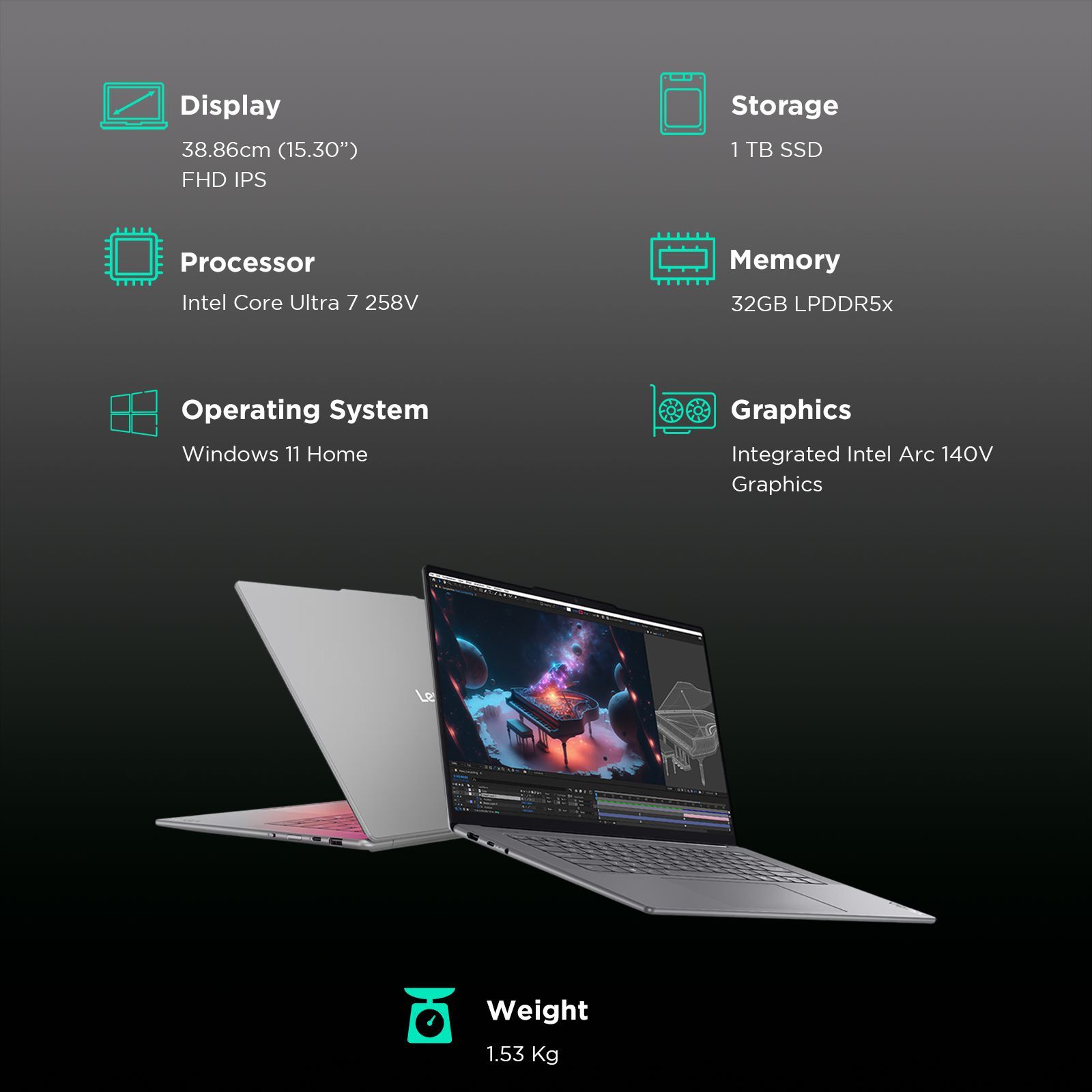 Lenovo Yoga Slim 7 Intel Core Ultra 7 258V Touchscreen Thin & Light Laptop (32GB, 1TB SSD, Windows 11 Home, 15.3 inch WQXGA+ IPS Display, MS Office 2024, Luna Grey, 1.53 KG) Lenovo Yoga Slim 7 Intel Core Ultra 7 258V Touchscreen Thin & Light Laptop (32GB, 1TB SSD, Windows 11 Home, 15.3 inch WQXGA+ IPS Display, MS Office 2024, Luna Grey, 1.53 KG)_3