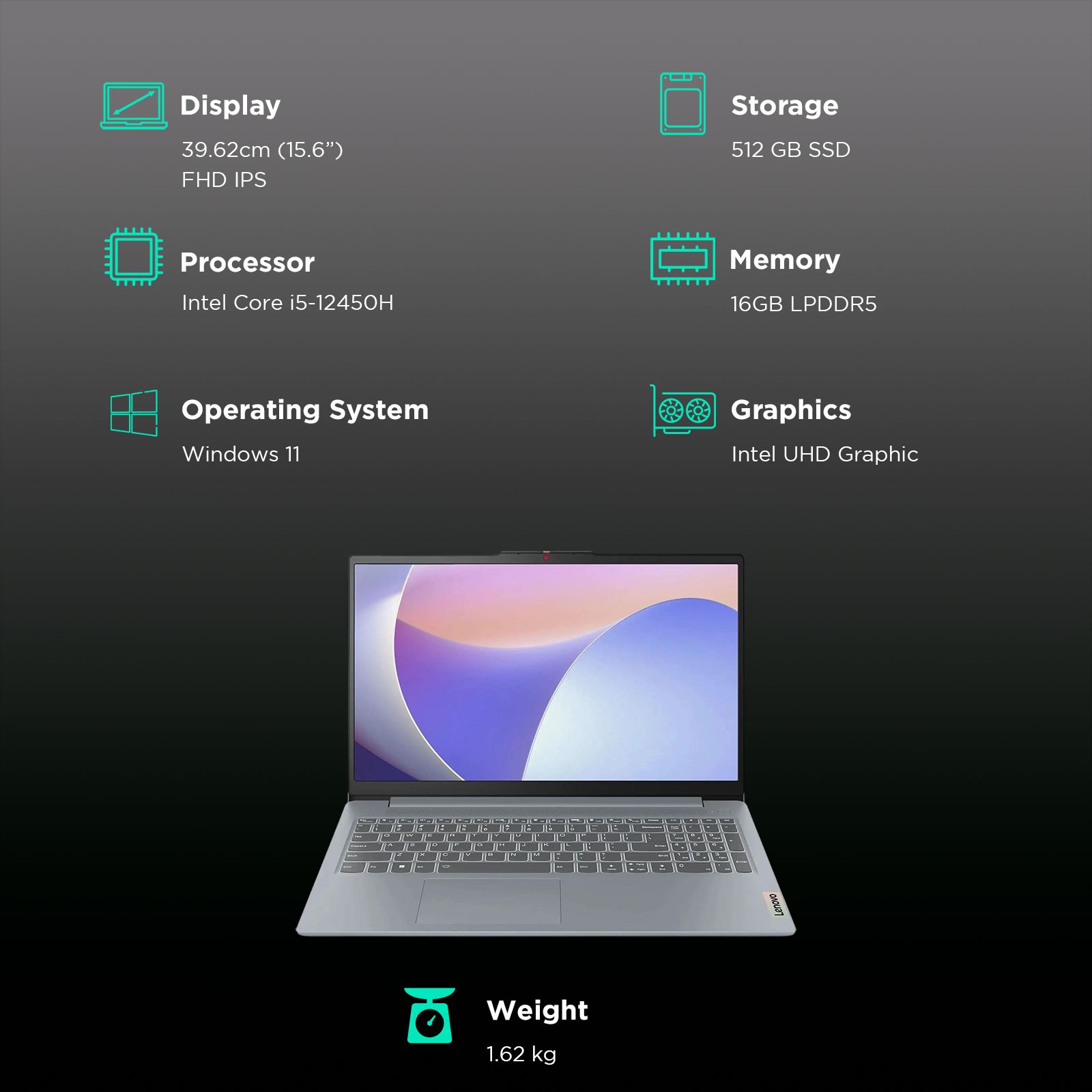 Lenovo IdeaPad Slim 3 15IAH8 Intel Core i5 12th Gen Thin & Light Laptop (16GB, 512GB SSD, Windows 11 Home, 15.6 inch Full HD IPS Display, MS Office 2024, Arctic Grey, 1.62 KG)_3