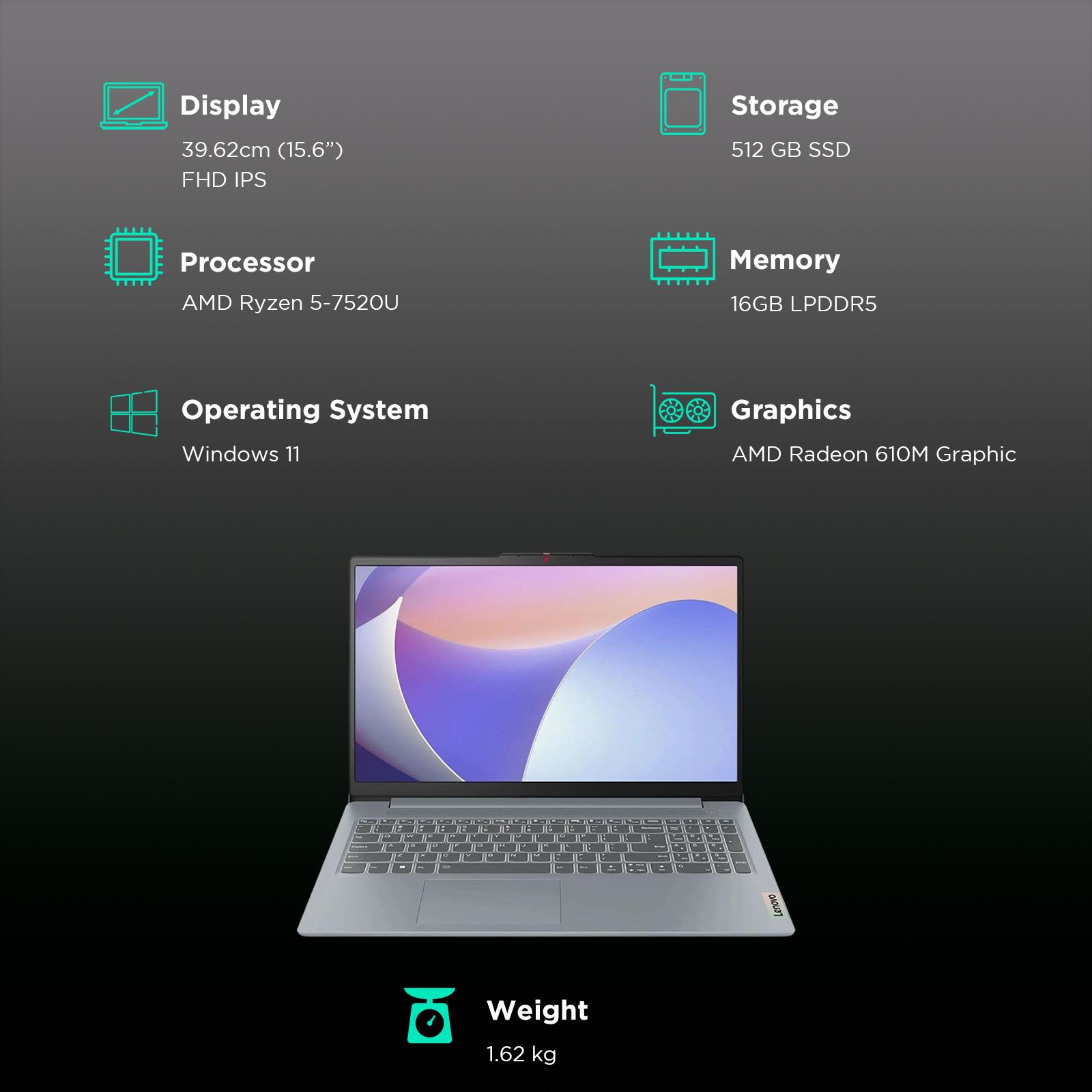 Lenovo IdeaPad Slim 3 15AMN8 AMD Ryzen 5 7520U Thin & Light Laptop (16GB, 512GB SSD, Windows 11 Home, 15.6 inch Full HD IPS Display, MS Office 2024, Arctic Grey, 1.62 KG) Lenovo IdeaPad Slim 3 15AMN8 AMD Ryzen 5 7520U Thin & Light Laptop (16GB, 512GB SSD, Windows 11 Home, 15.6 inch Full HD IPS Display, MS Office 2024, Arctic Grey, 1.62 KG)_3