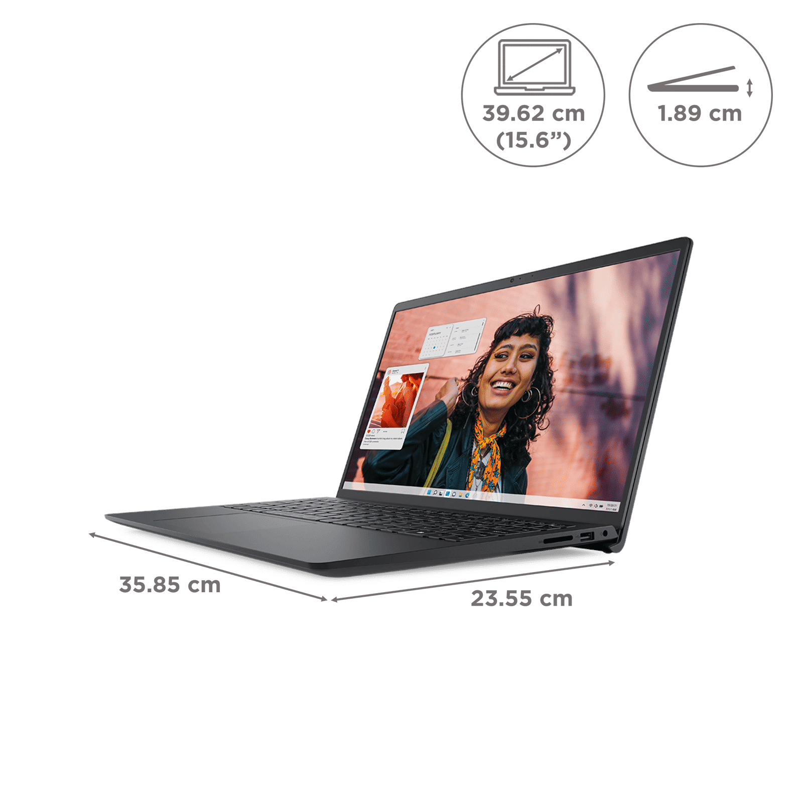 DELL Inspiron 15 3530 Intel Core i3 13th Gen Thin & Light Laptop (8GB RAM, 512GB SSD, Windows 11 Home, 15.6 inch Full HD IPS Display, MS Office Home 2024, Carbon Black, 1.62 KG)_2