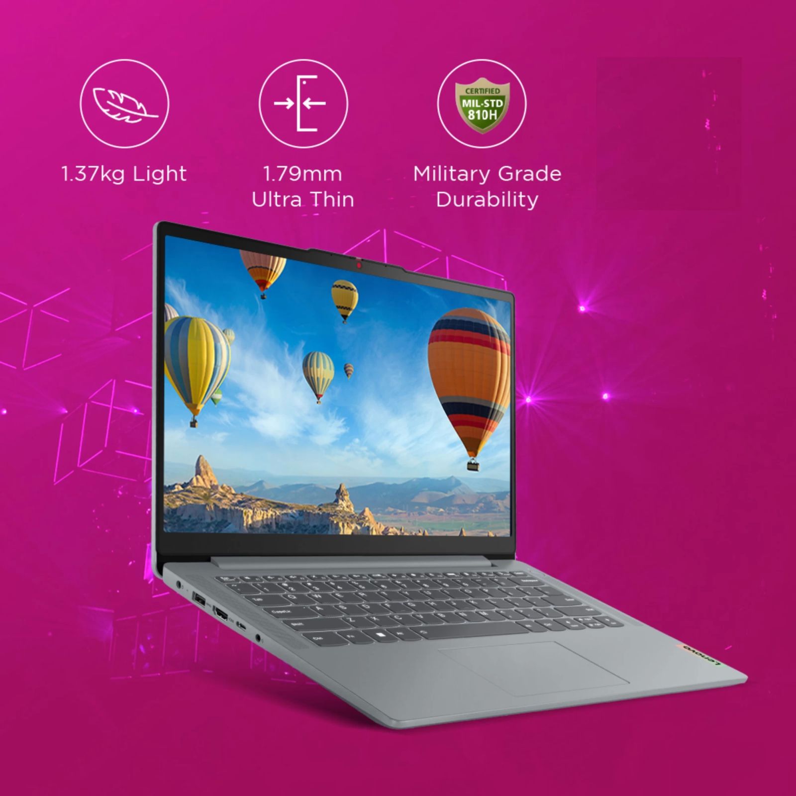 Lenovo IdeaPad Slim 3 14AMN8 AMD Ryzen 3 7320U Thin & Light Laptop (8GB, 512GB SSD, Windows 11 Home, 14 inch Full HD IPS Display, MS Office 2021, Arctic Grey, 1.37 KG)_6