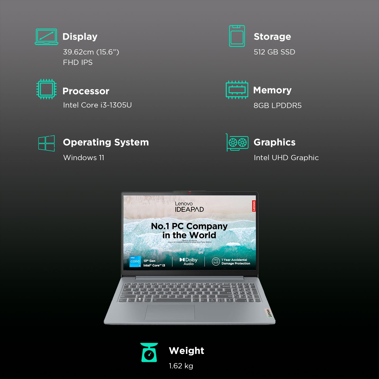 Lenovo Ideapad Slim 3 15IRU8 Intel Core i3 13th Gen Thin & Light Laptop (8GB, 512GB SSD, Windows 11 Home, 15.6 inch Full HD IPS Display, MS Office 2021, Arctic Grey, 1.62 KG) Lenovo Ideapad Slim 3 15IRU8 Intel Core i3 13th Gen Thin & Light Laptop (8GB, 512GB SSD, Windows 11 Home, 15.6 inch Full HD IPS Display, MS Office 2021, Arctic Grey, 1.62 KG)_3