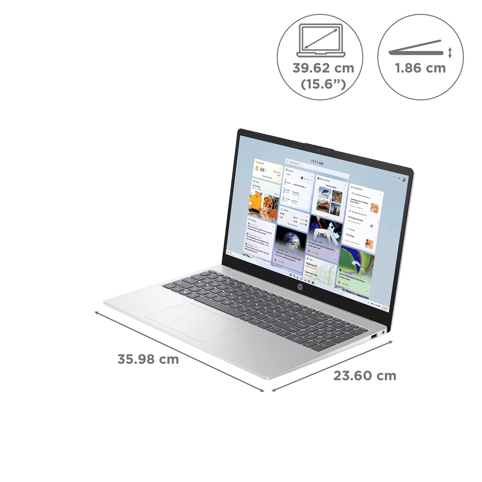 HP 15-fc0155AU AMD Ryzen 5 7520U Thin & Light Laptop (8GB, 512GB SSD, Windows 11 Home, 15.6 inch Full HD Display, Natural Silver, 1.59 KG)_2