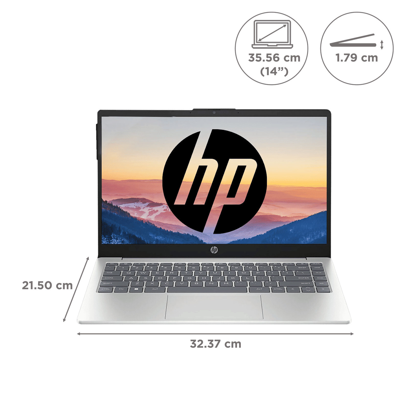 HP 14-em0026AU AMD Ryzen 5 7520U Thin & Light Laptop (8GB, 512GB SSD, Windows 11 Home, 14 inch Full HD Display, MS Office 2021, Natural Silver, 1.4 KG)_2