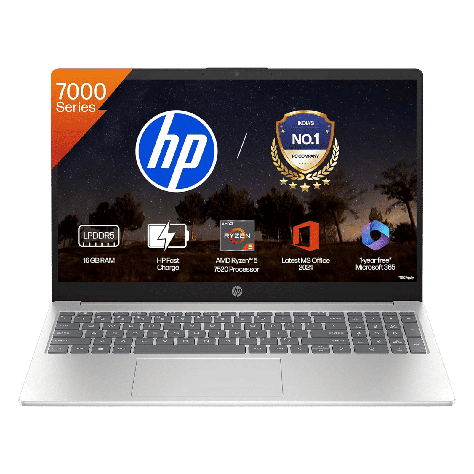 HP 15-fc0156AU AMD Ryzen 5 Thin & Light Laptop (16GB, 512GB SSD, Windows 11 Home, 15.6 inch Full HD Display, MS Office Home 2021, Natural Silver, 1.59 KG)_1
